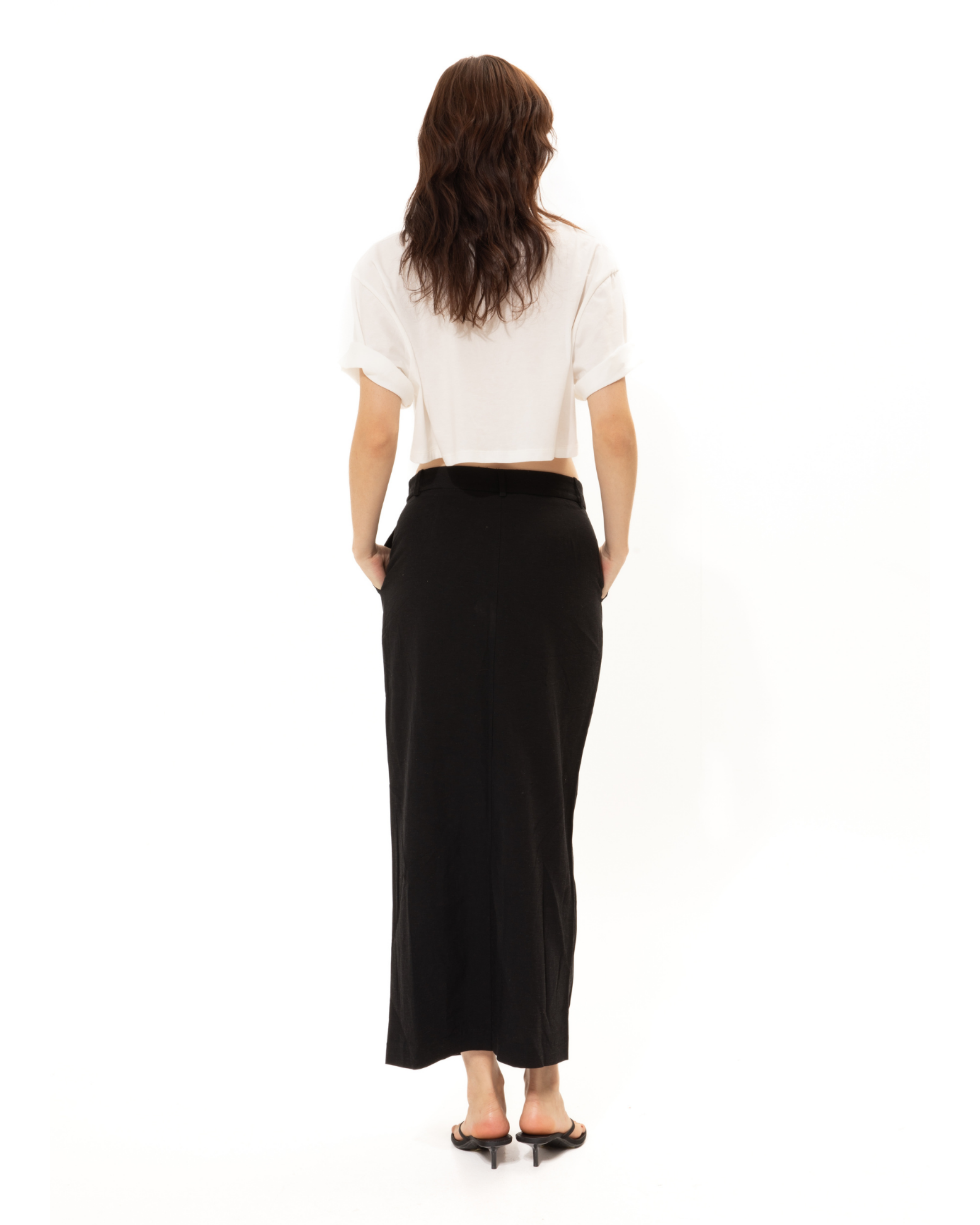 Picture of Black Straight-Line Midi Skirt