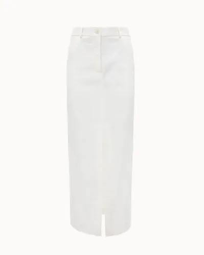 Picture of White Straight-Line Midi Skirt