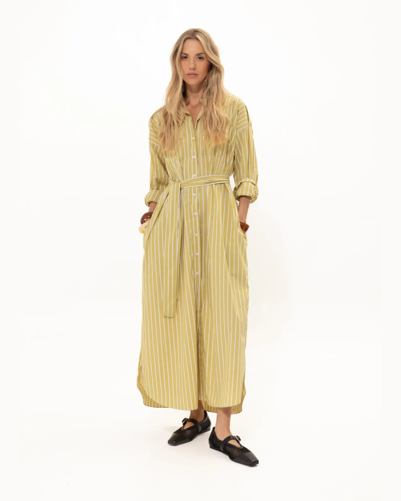 Show details for Lime Chemisier Dress Picture of Lime Chemisier Dress