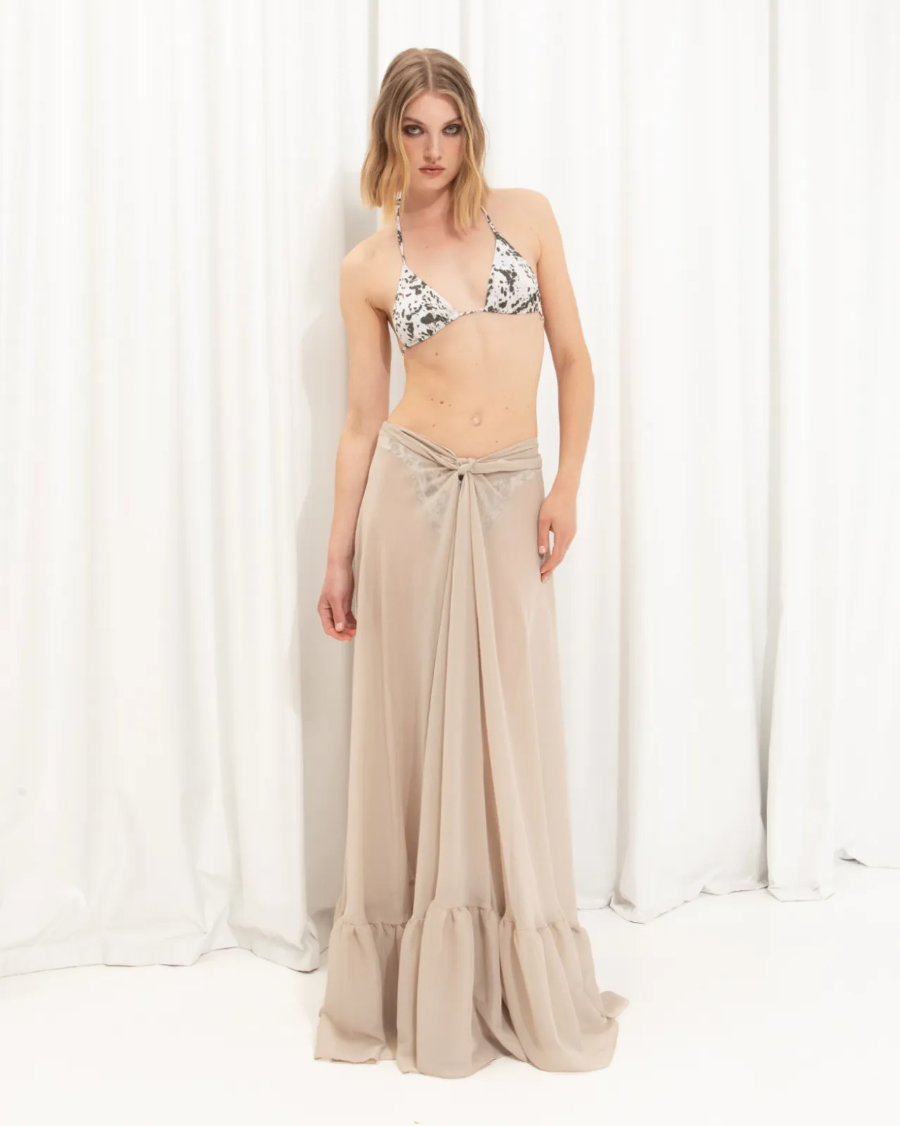 Picture of Beige Ruffled Wrap Skirt