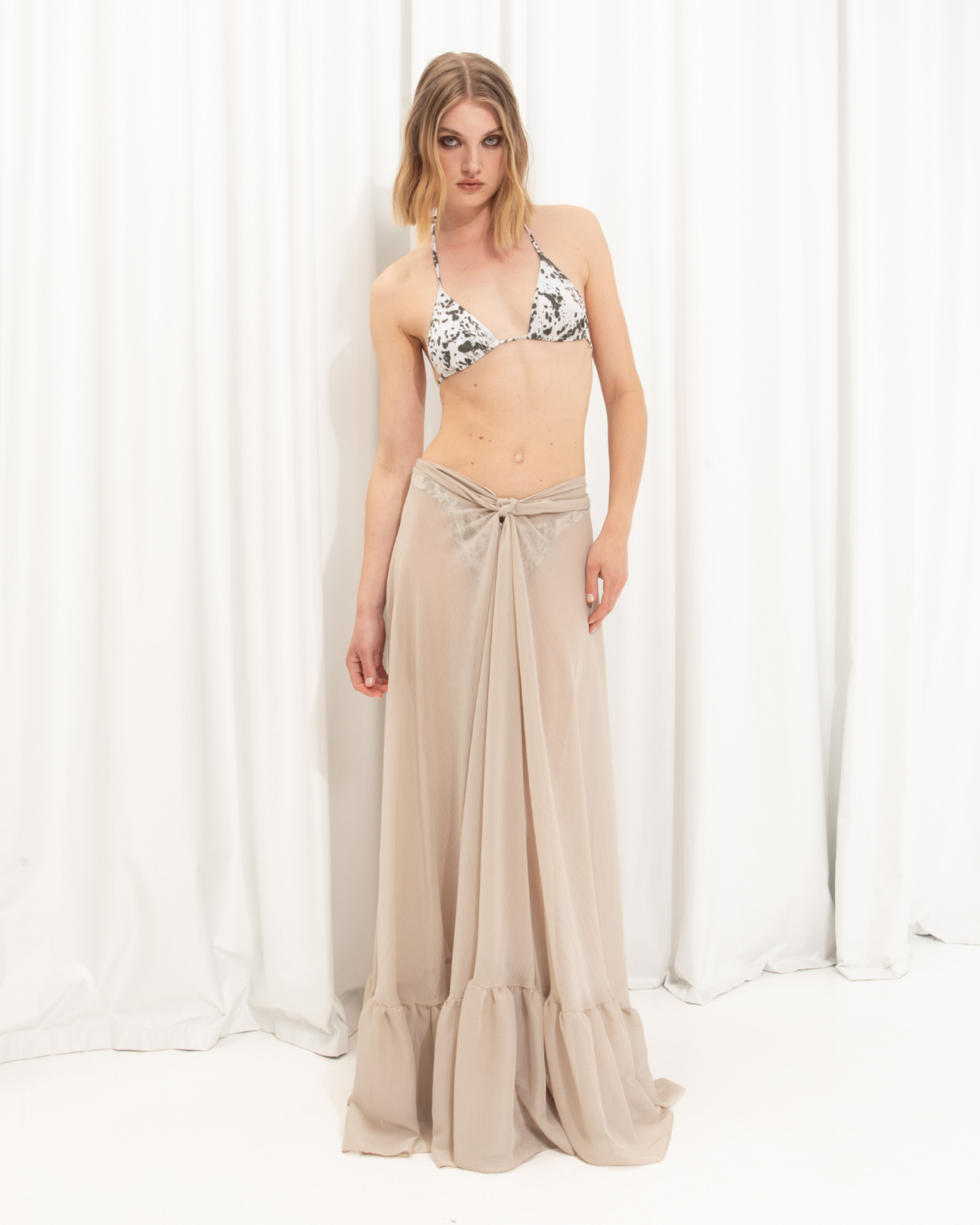 Picture of Beige Ruffled Wrap Skirt