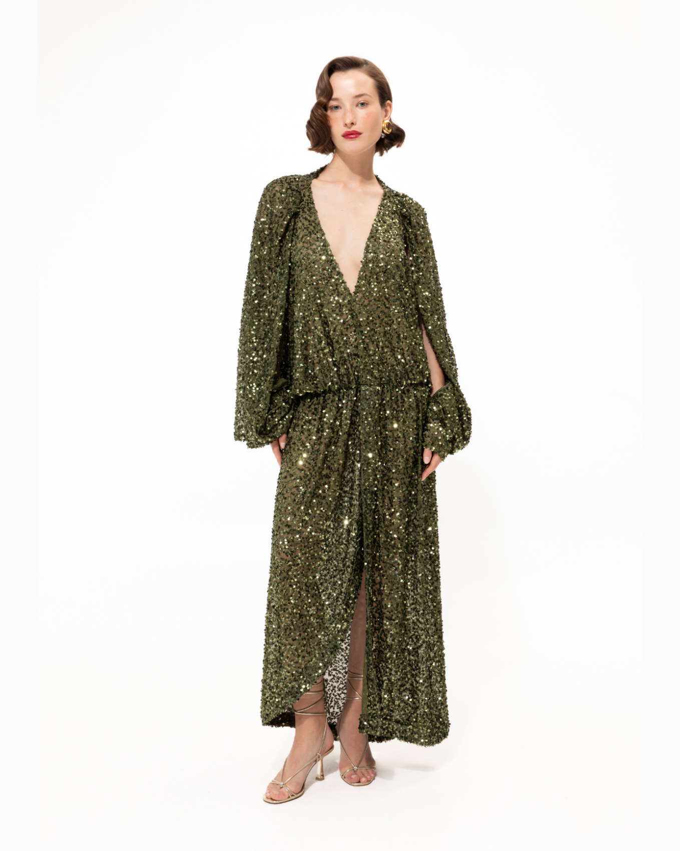 Picture of Deep Green Sequined Maxi Dress