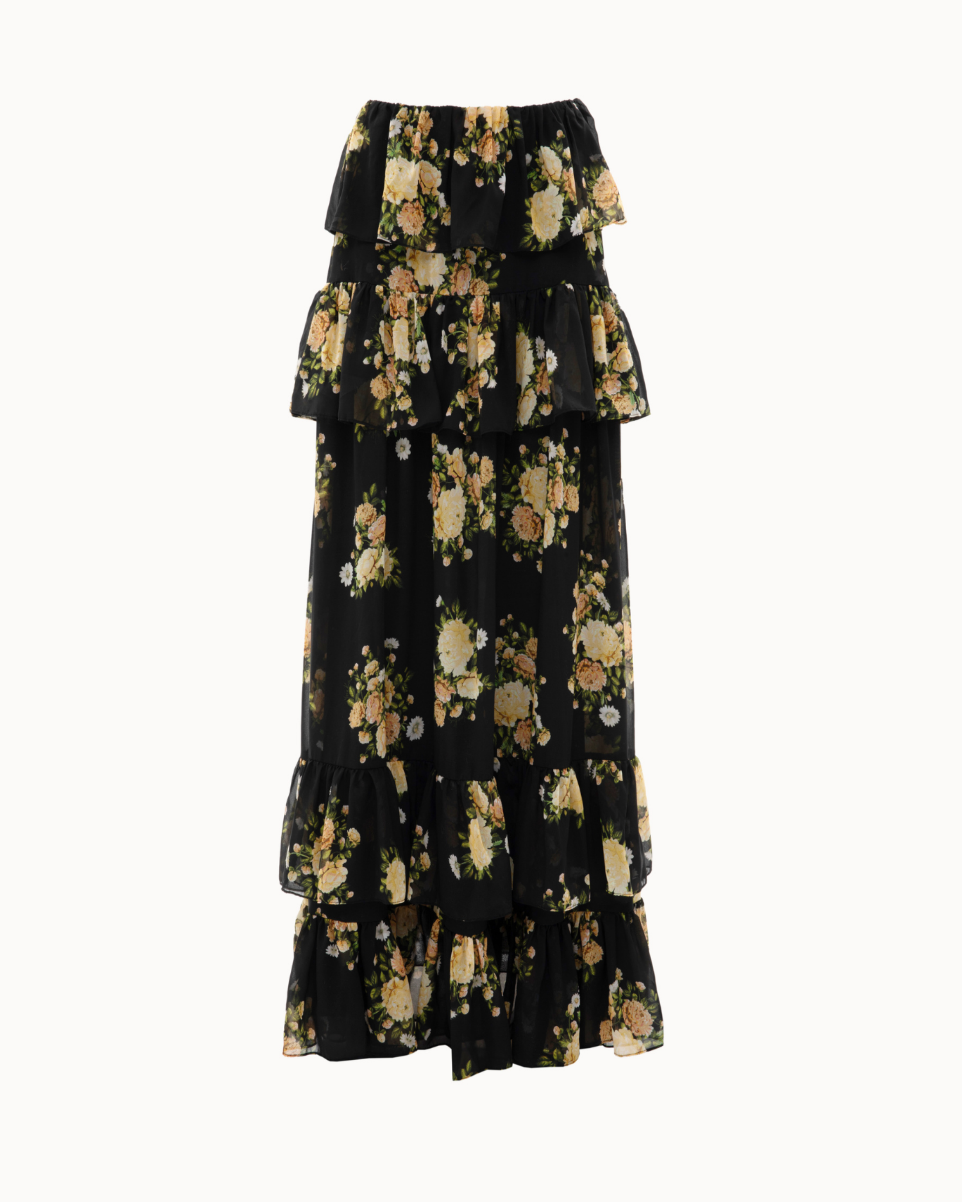 Picture of Black Floral Ruffled Skirt