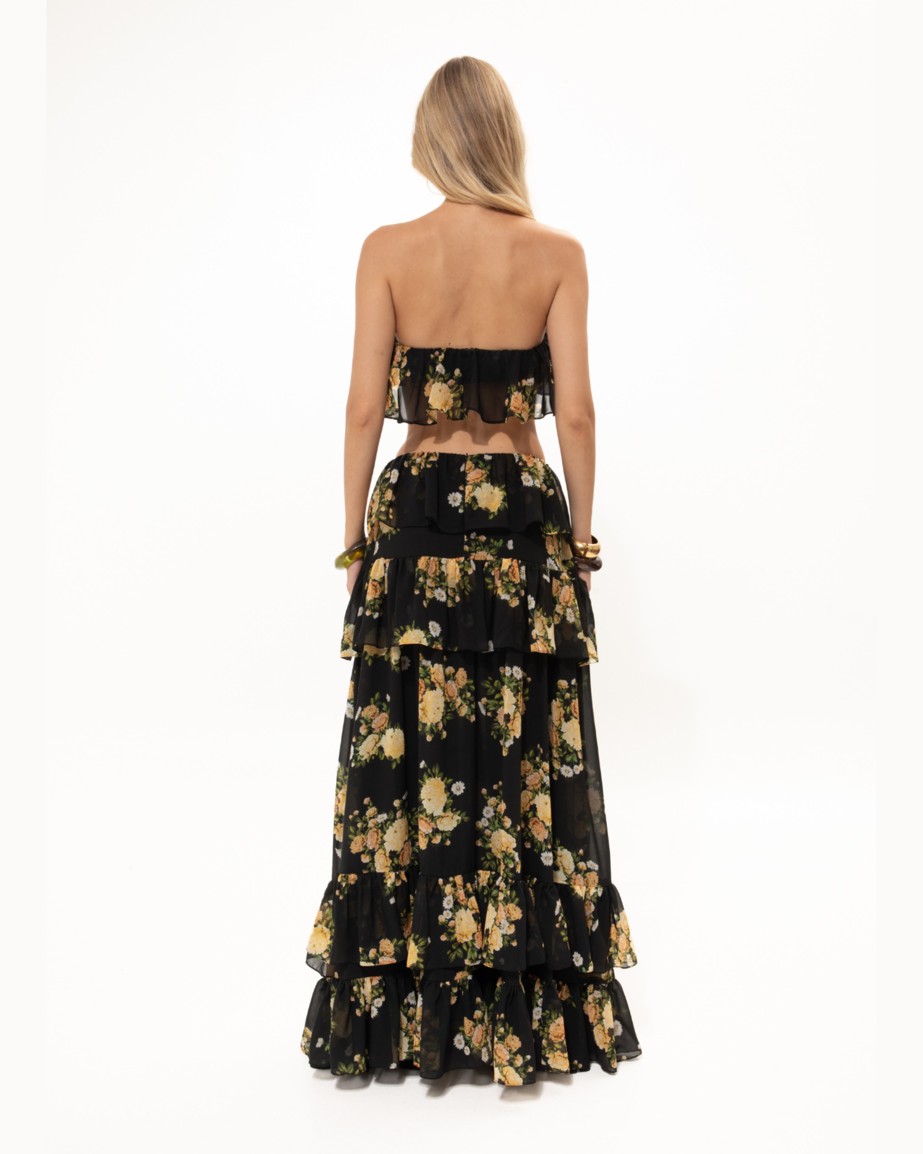 Picture of Black Floral Ruffled Skirt