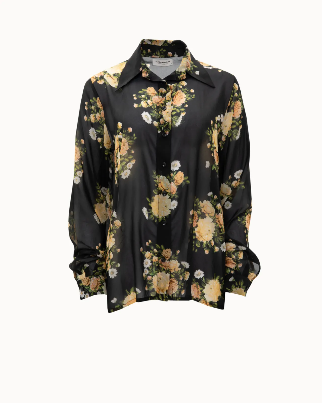 Show details for Black Floral Slim-Fit Shirt Picture of Black Floral Slim-Fit Shirt