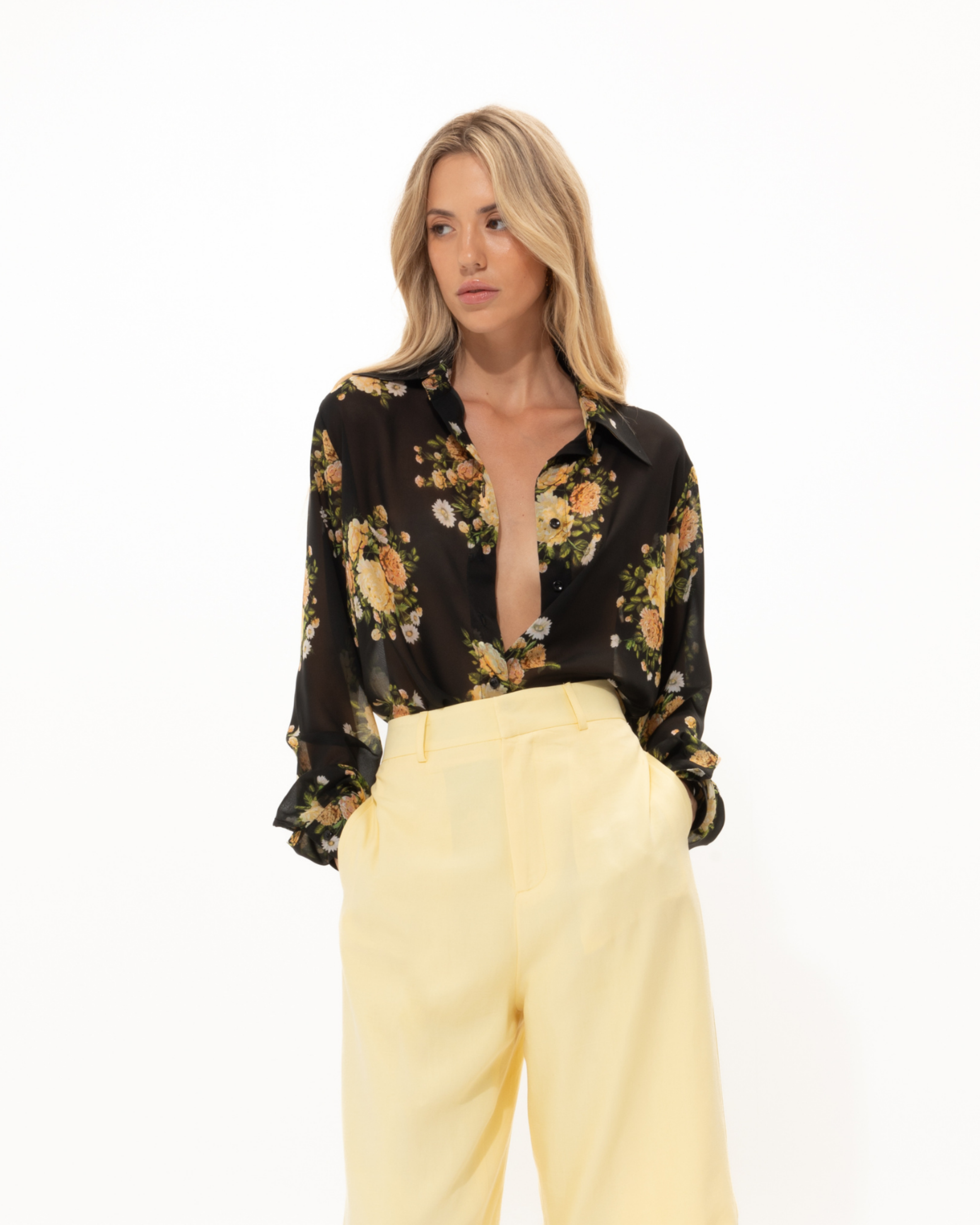 Picture of Black Floral Slim-Fit Shirt