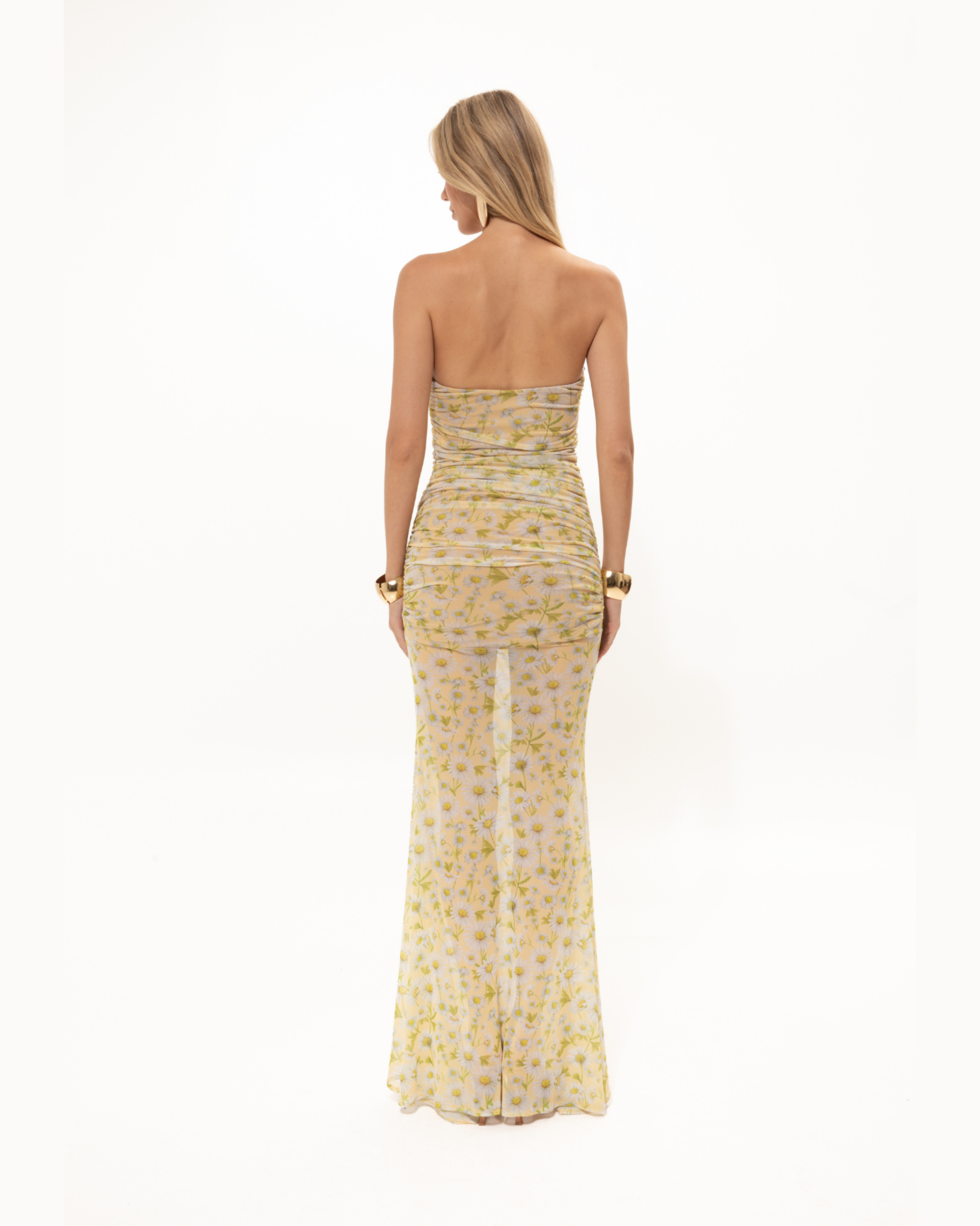 Picture of Chamomile Print Strapless Mesh Dress