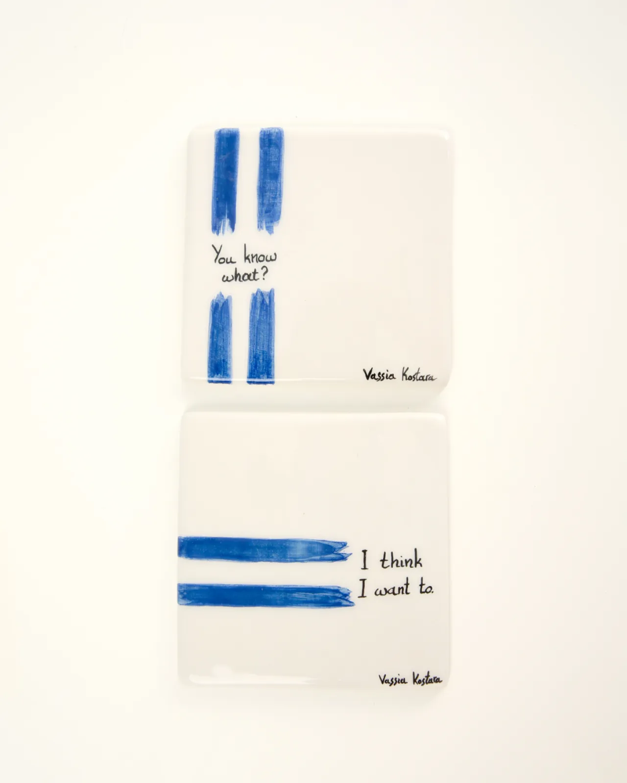 Show details for Aegean Blue Coaster- “I think I want to.” Picture of Aegean Blue Coaster- “I think I want to.”