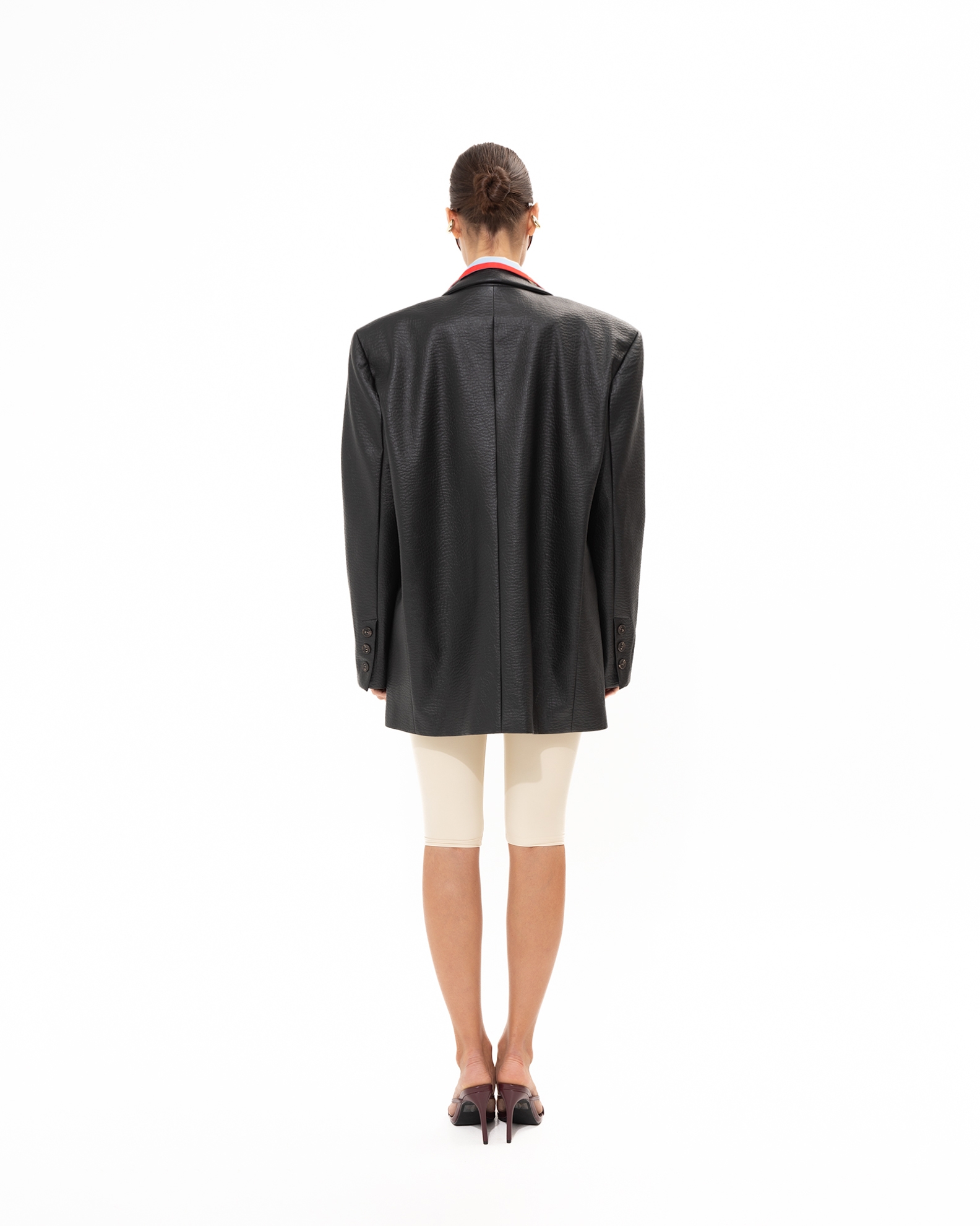 Picture of BLACK FAUX LEATHER BLAZER