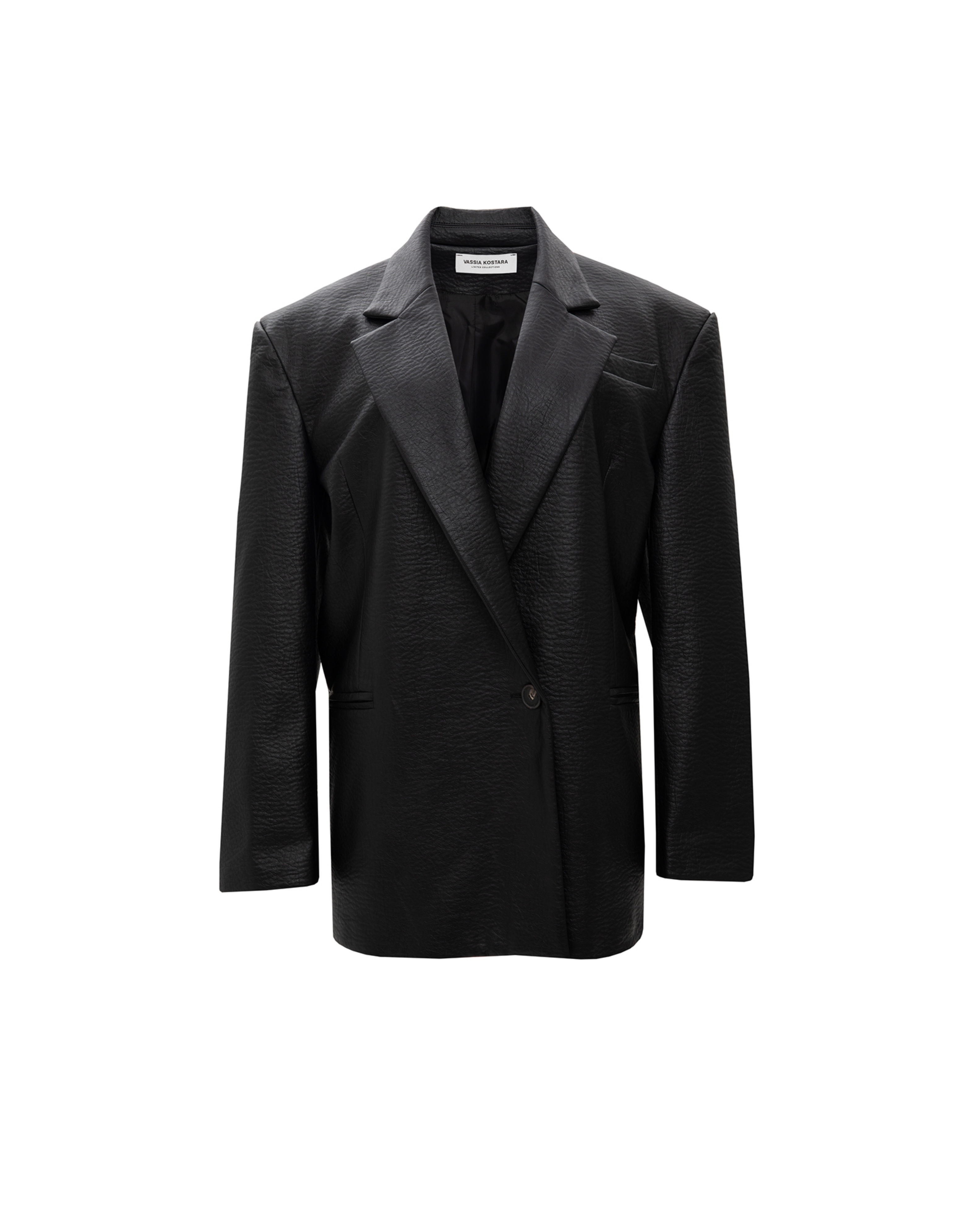 Picture of BLACK FAUX LEATHER BLAZER