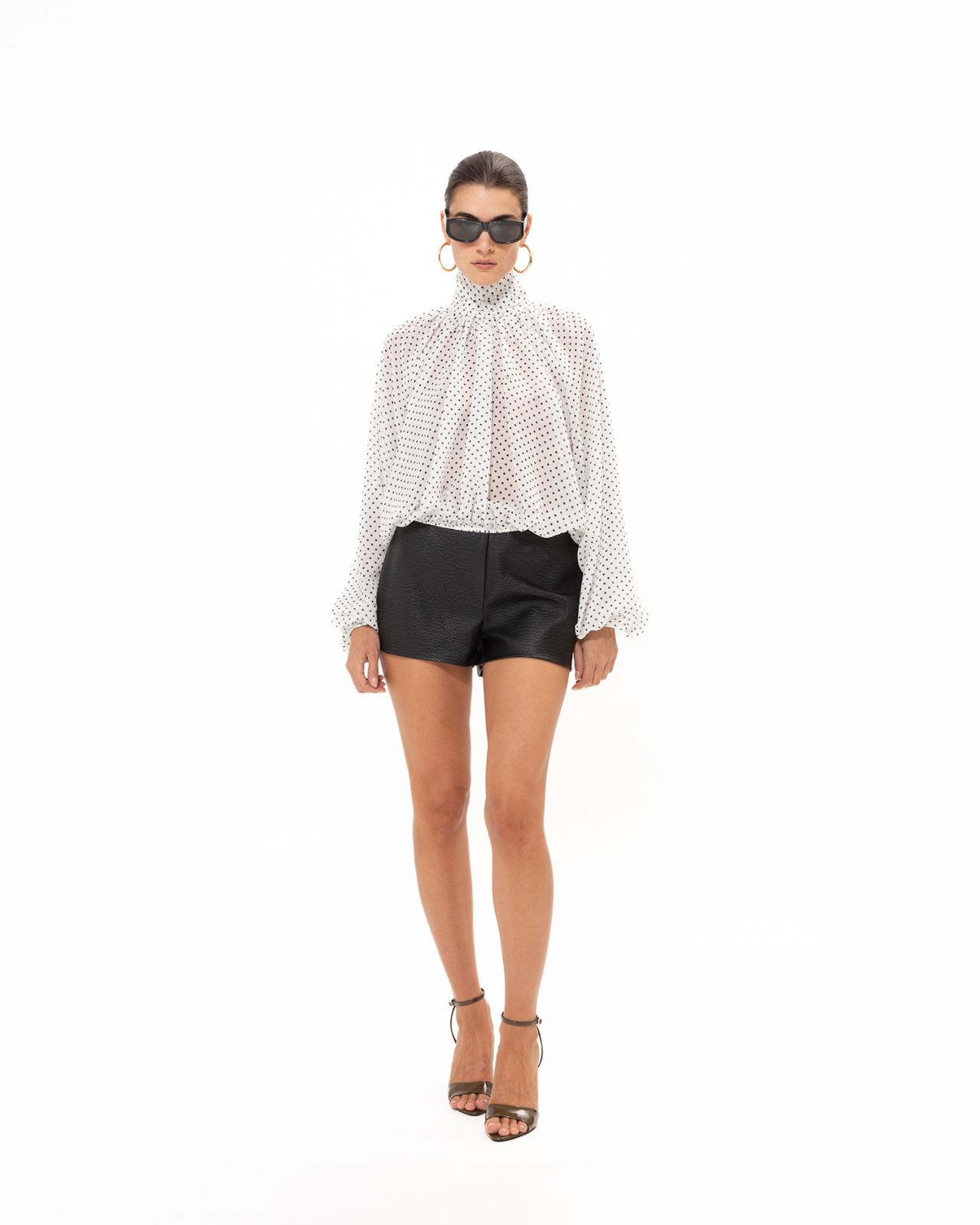 Picture of BLACK FAUX LEATHER SHORTS