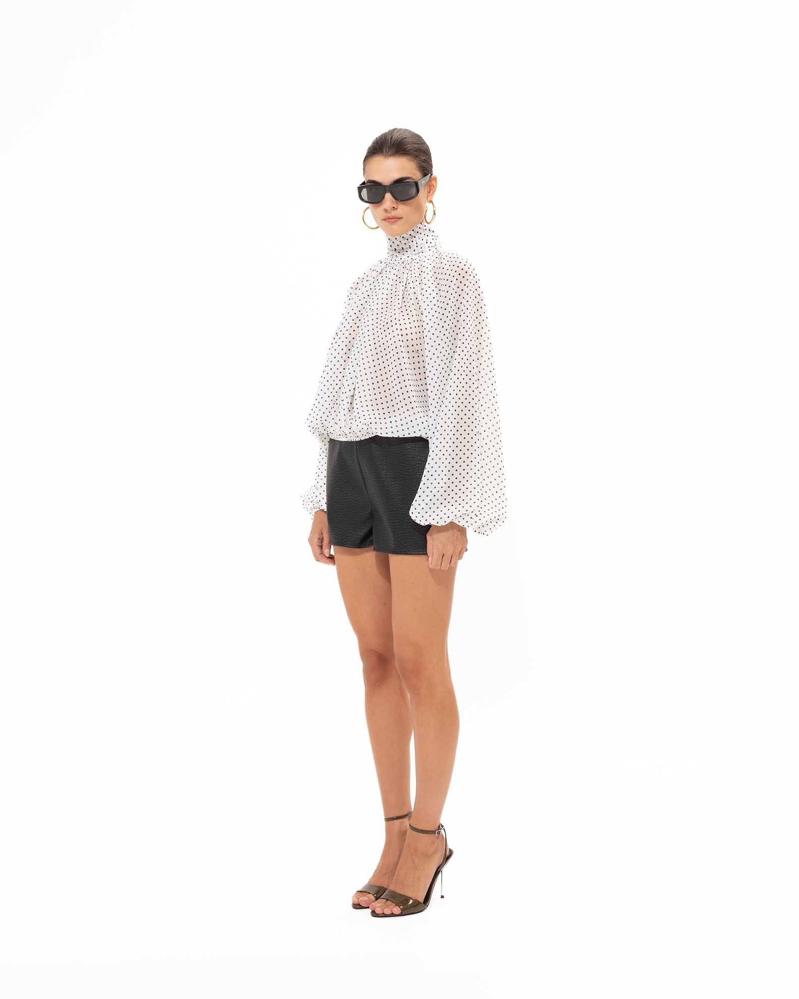 Picture of BLACK FAUX LEATHER SHORTS