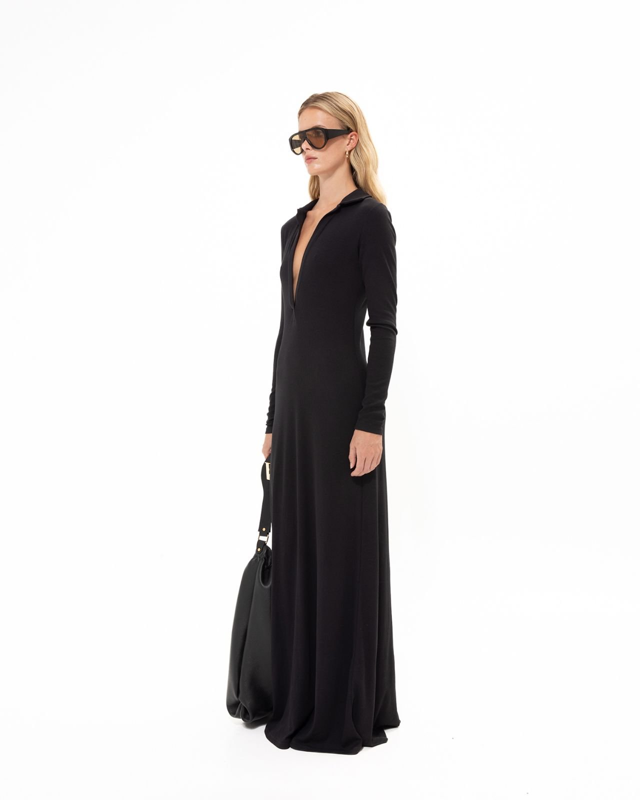 Show details for BLACK RIB MAXI DRESS Picture of BLACK RIB MAXI DRESS