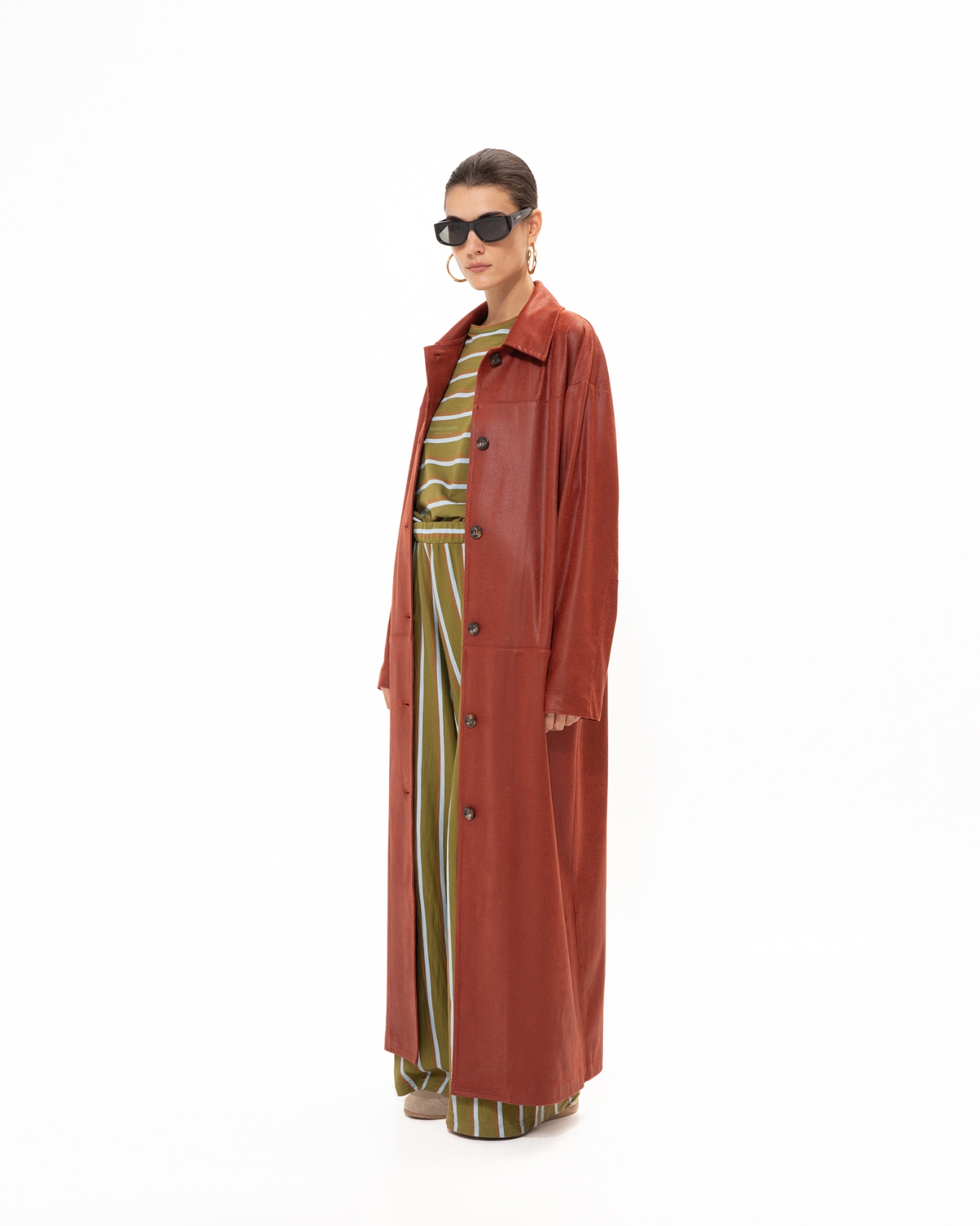 Picture of CHERRY FAUX LEATHER COAT