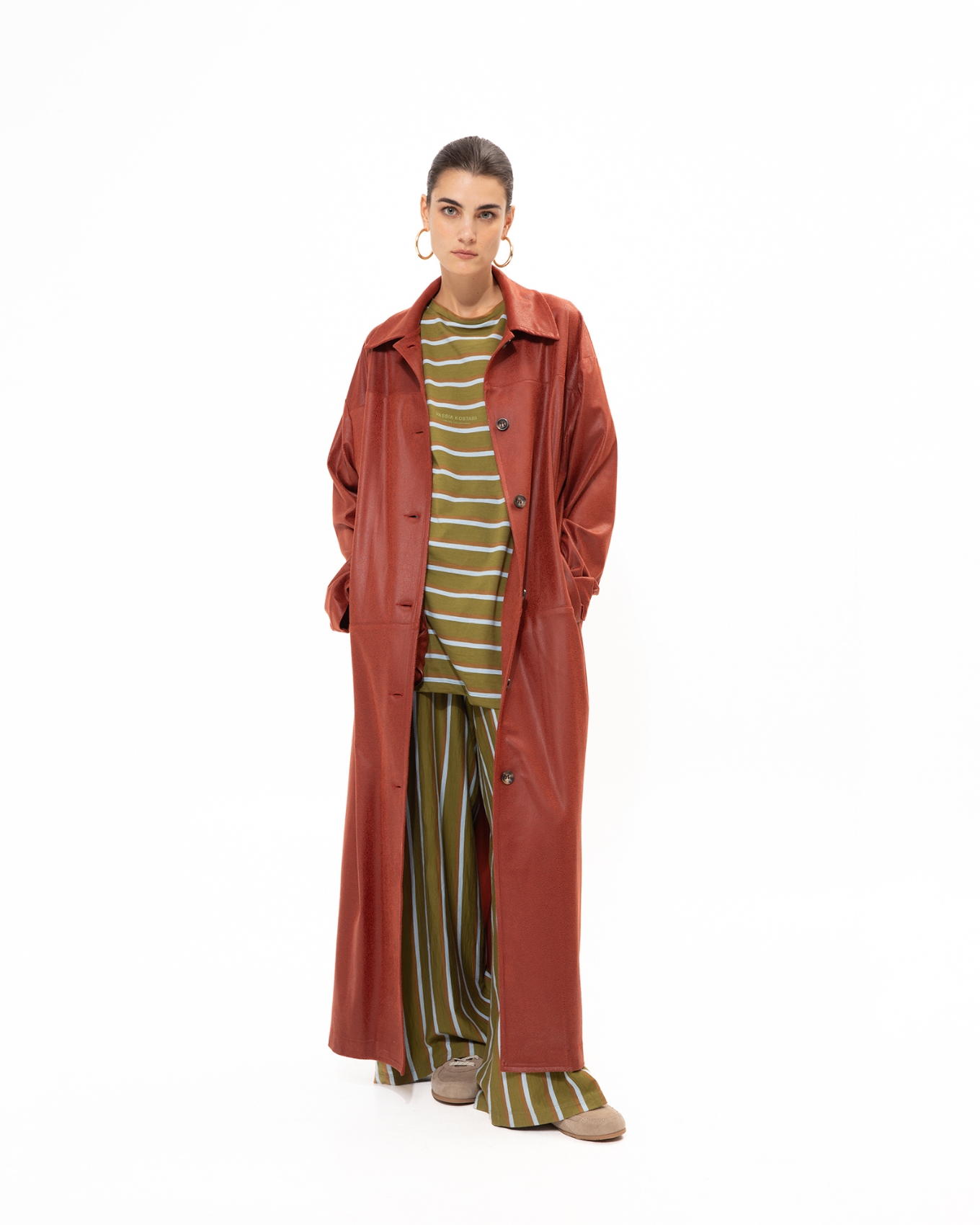 Picture of CHERRY FAUX LEATHER COAT