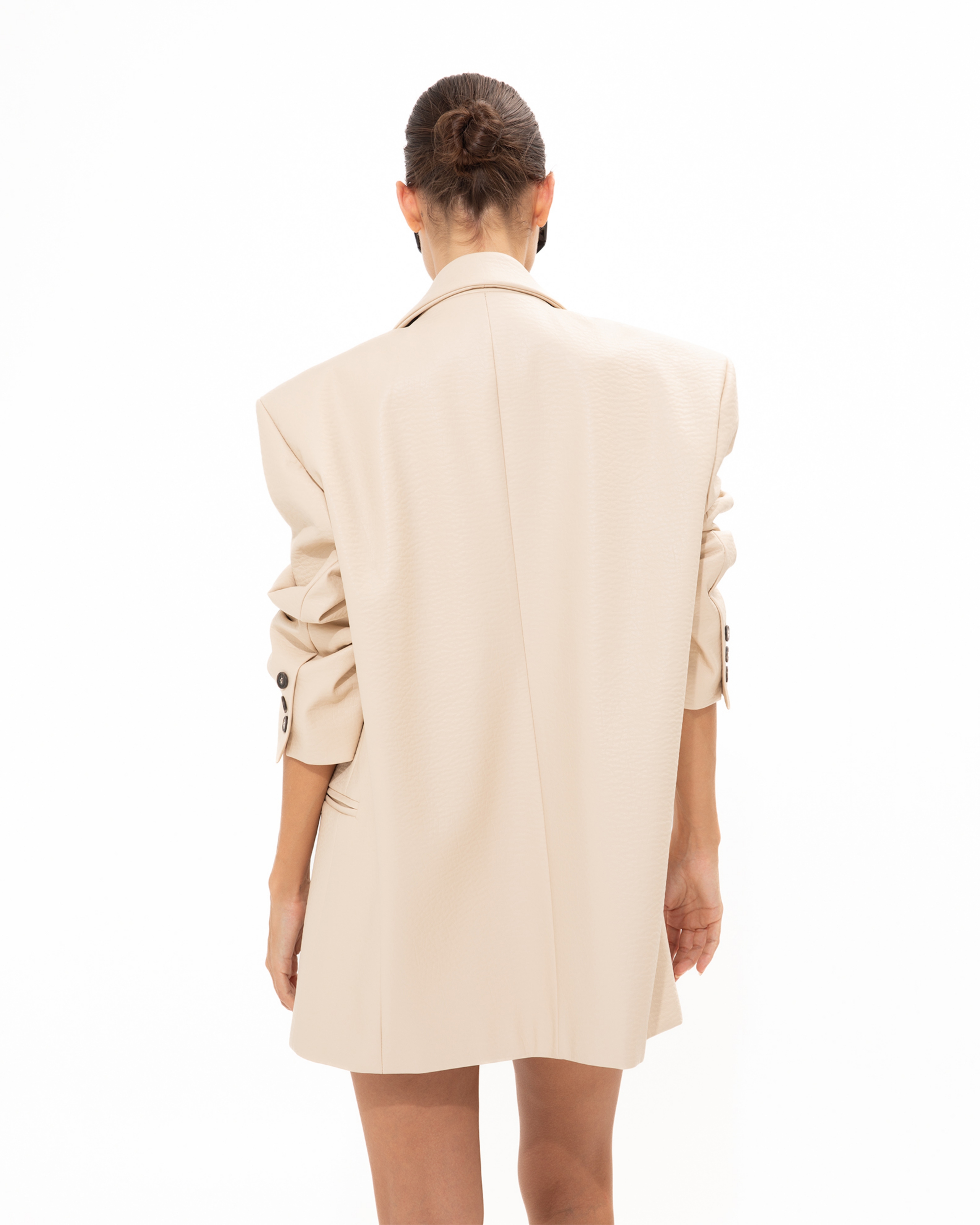 Picture of CREME FAUX LEATHER BLAZER