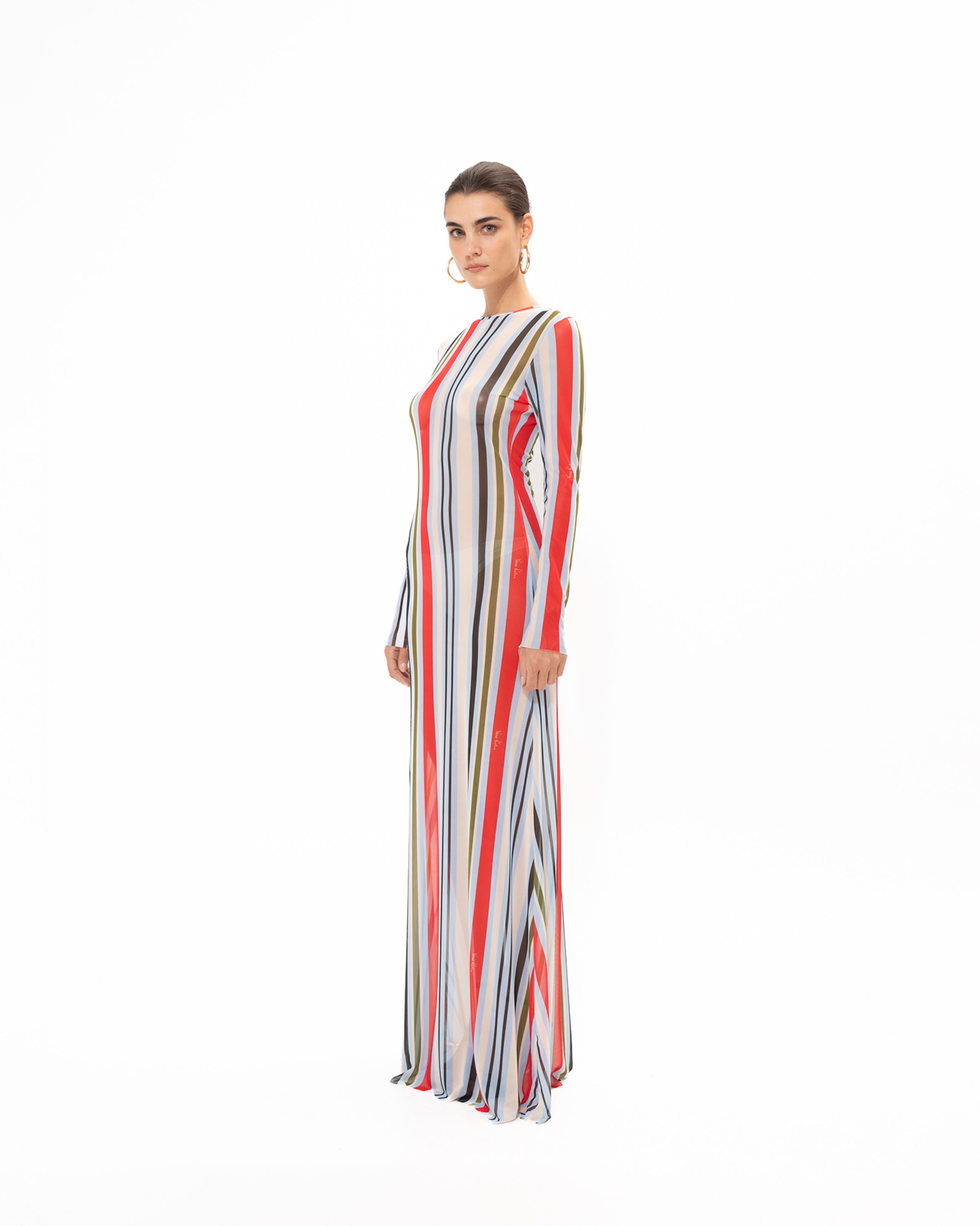 Picture of RED STRIPED MESH DRESS