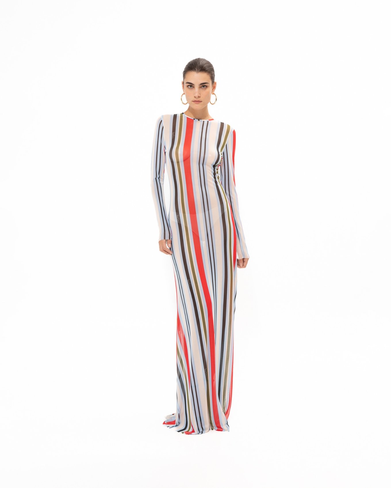 Picture of RED STRIPED MESH DRESS