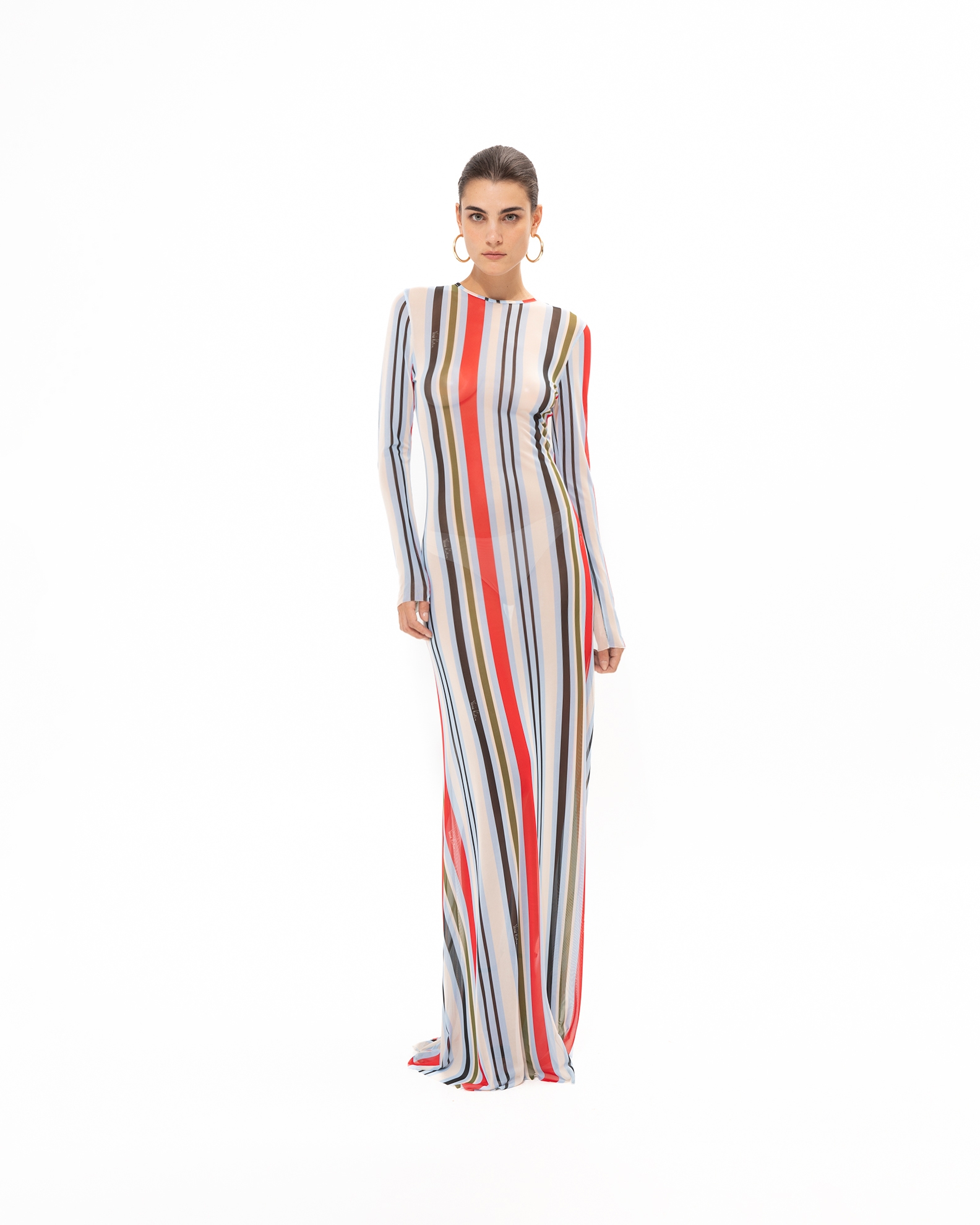 Picture of RED STRIPED MESH DRESS