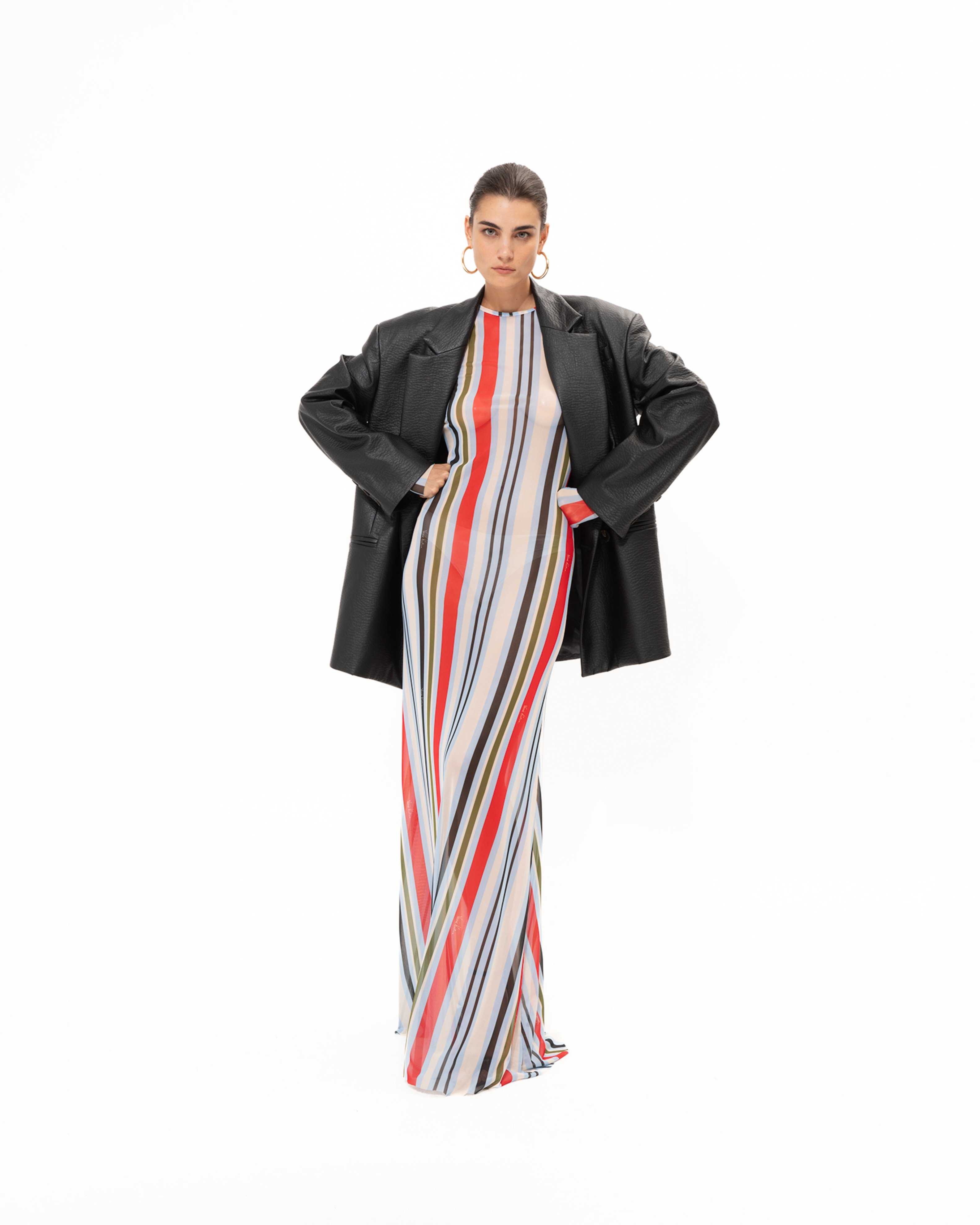 Picture of RED STRIPED MESH DRESS