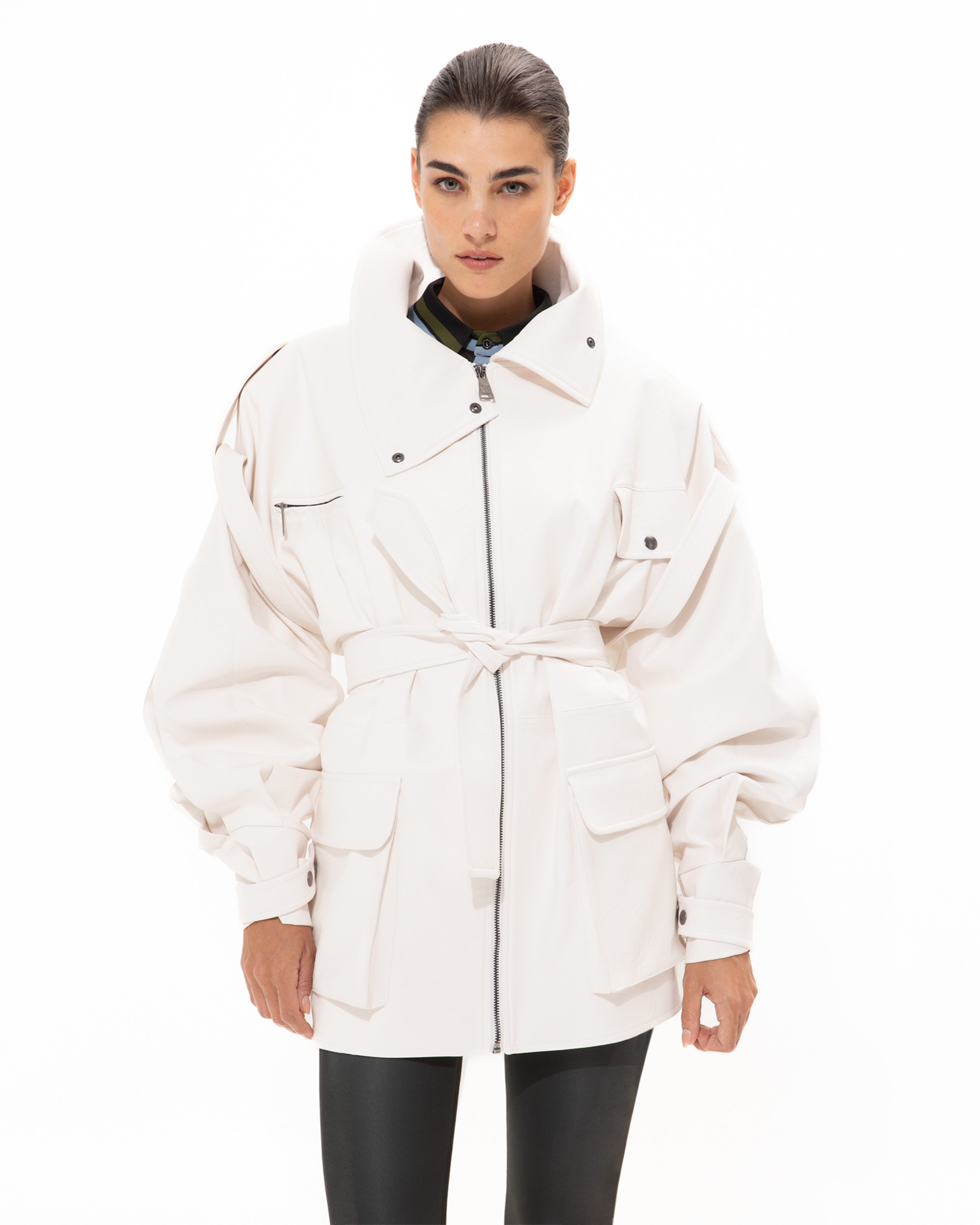 Picture of WHITE FAUX LEATHER JACKET