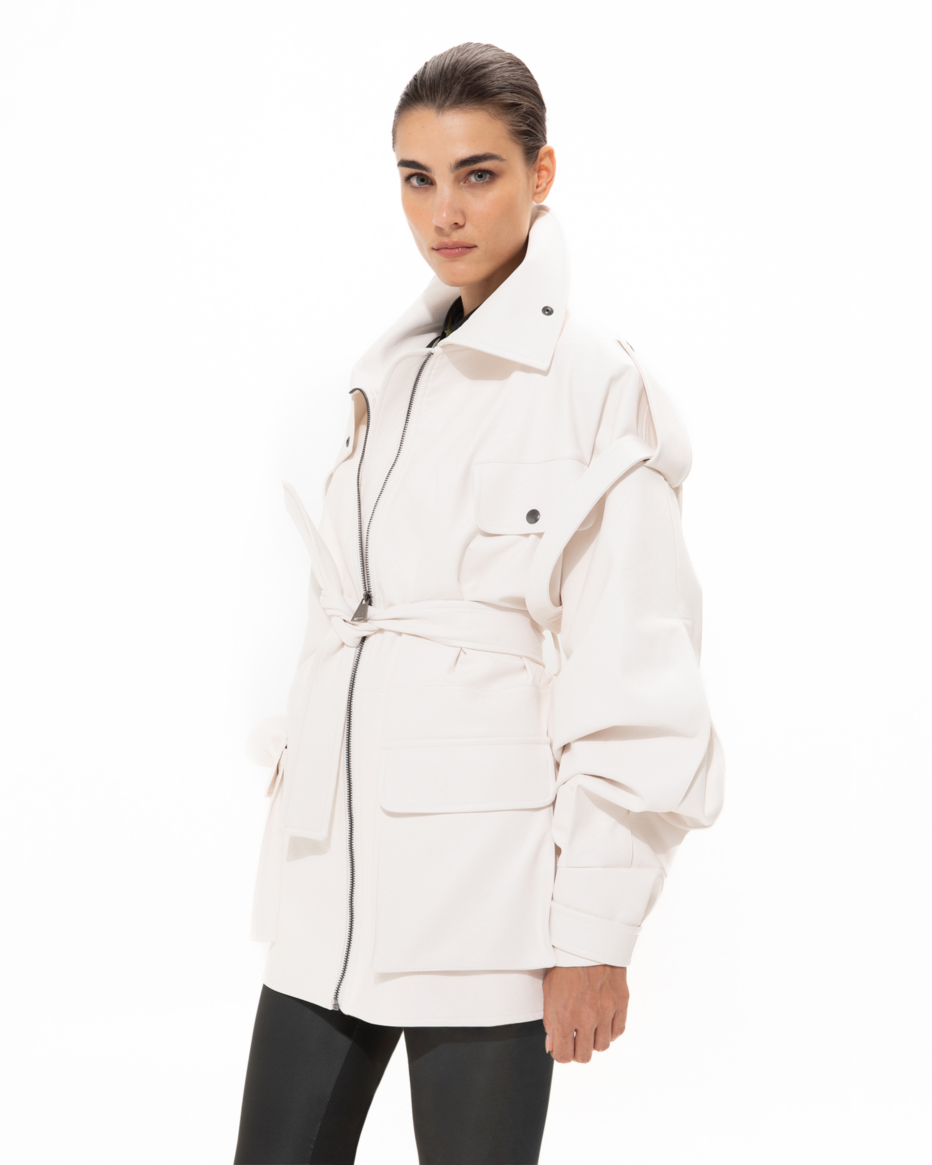 Picture of WHITE FAUX LEATHER JACKET