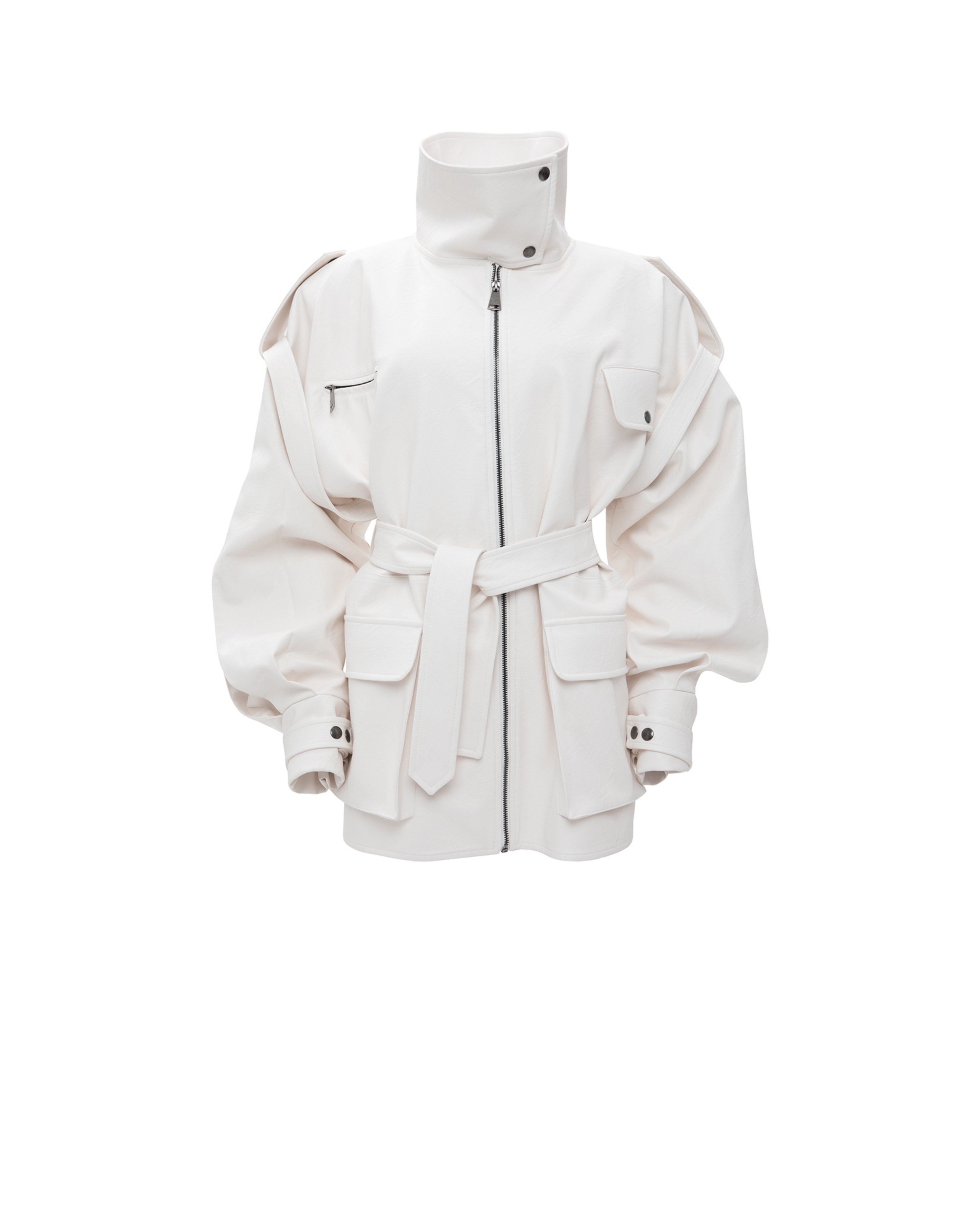 Picture of WHITE FAUX LEATHER JACKET