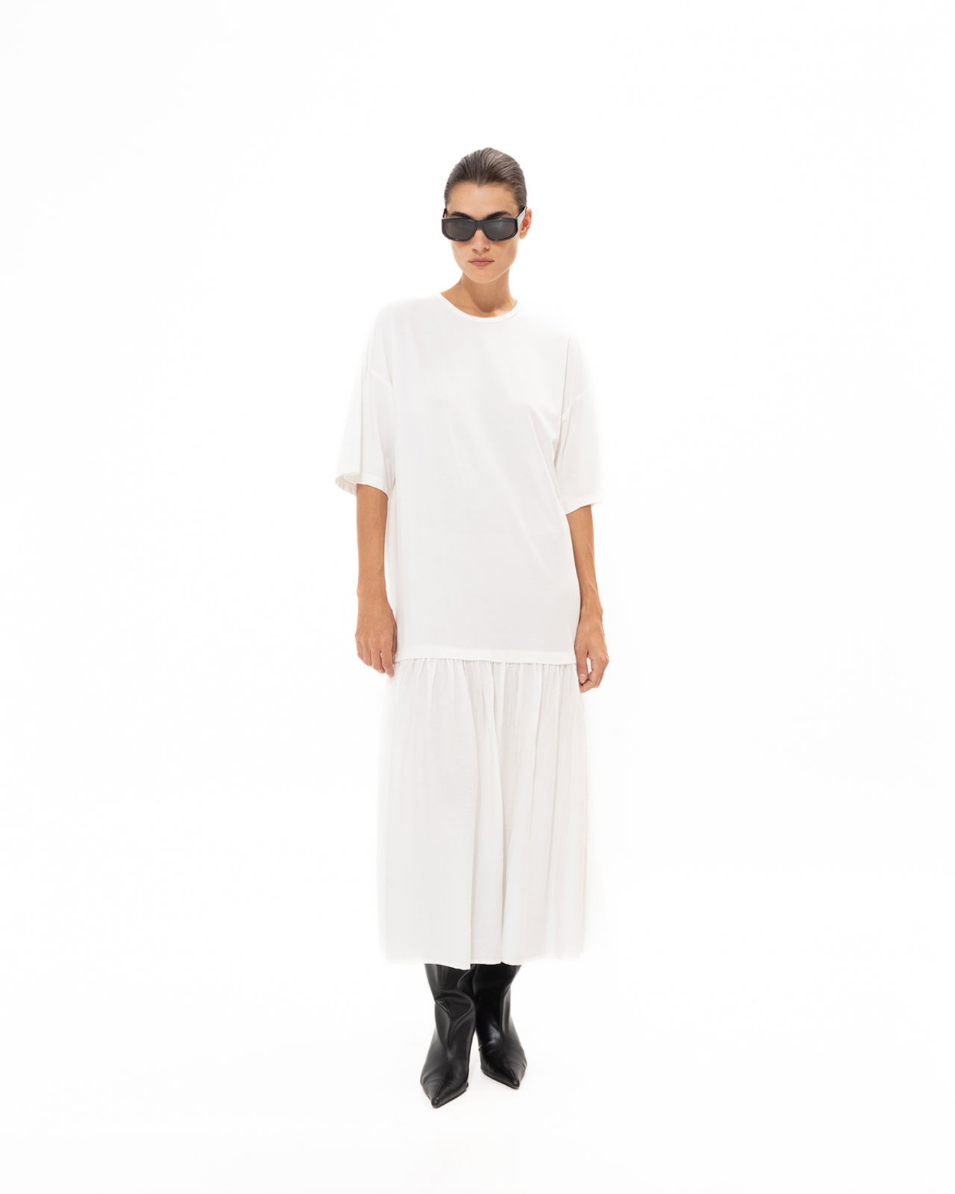 Picture of WHITE PANELLED MIDI DRESS