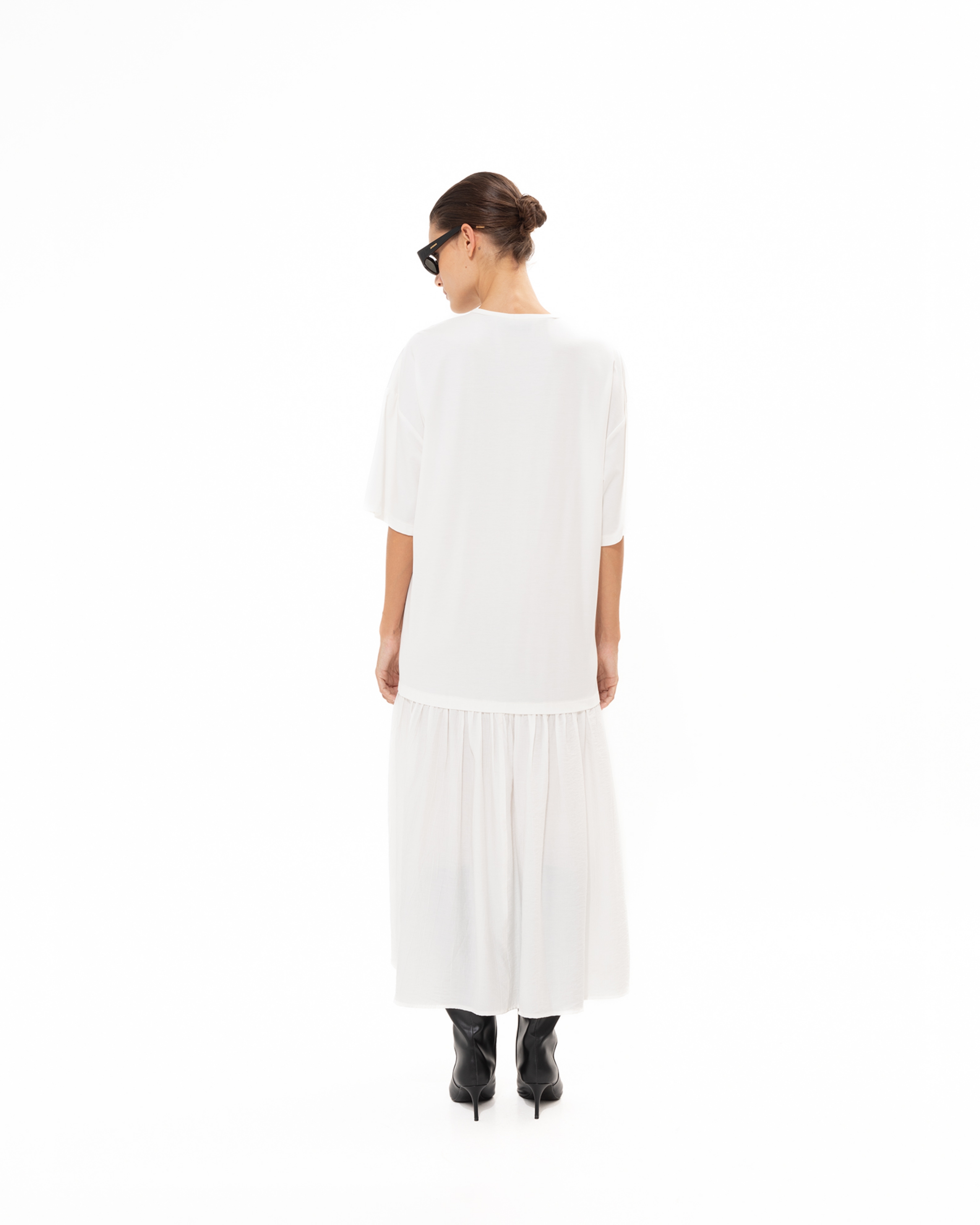 Picture of WHITE MIDI COTTON DRESS