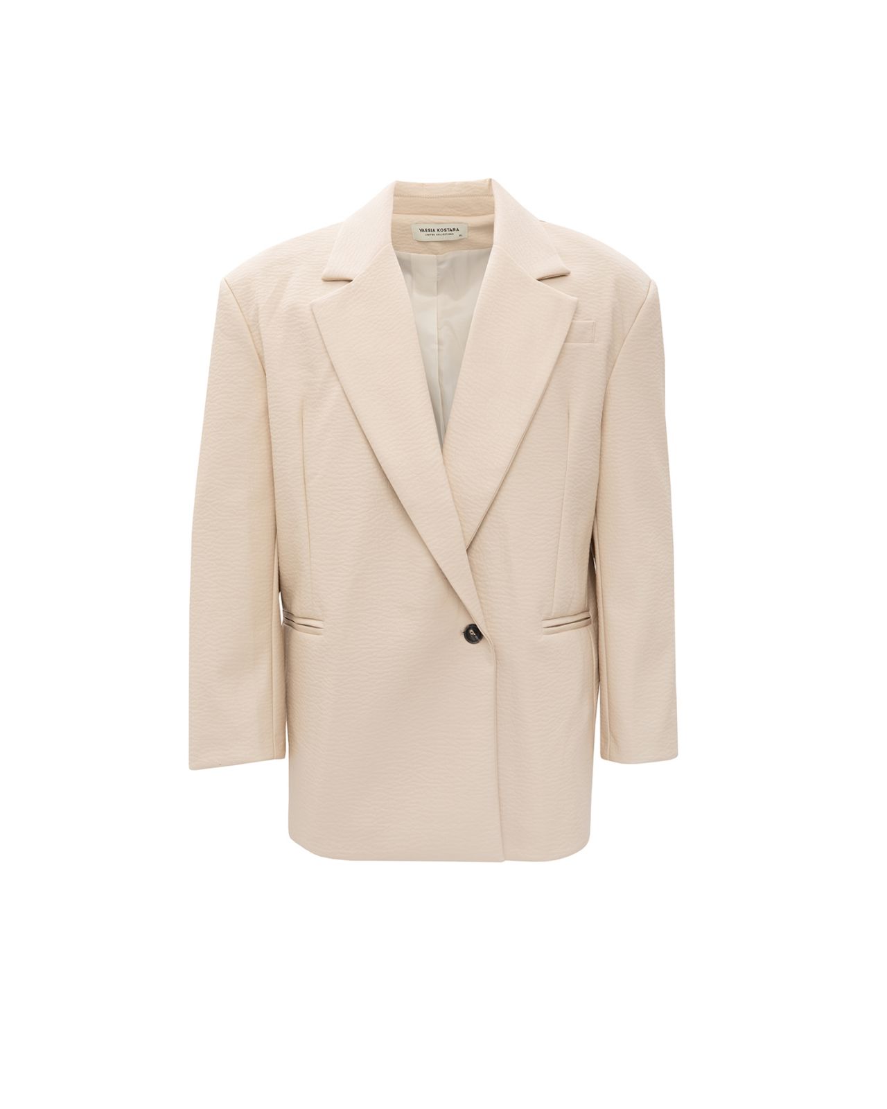 Show details for MEN'S CREME FAUX LEATHER BLAZER Picture of MEN'S CREME FAUX LEATHER BLAZER