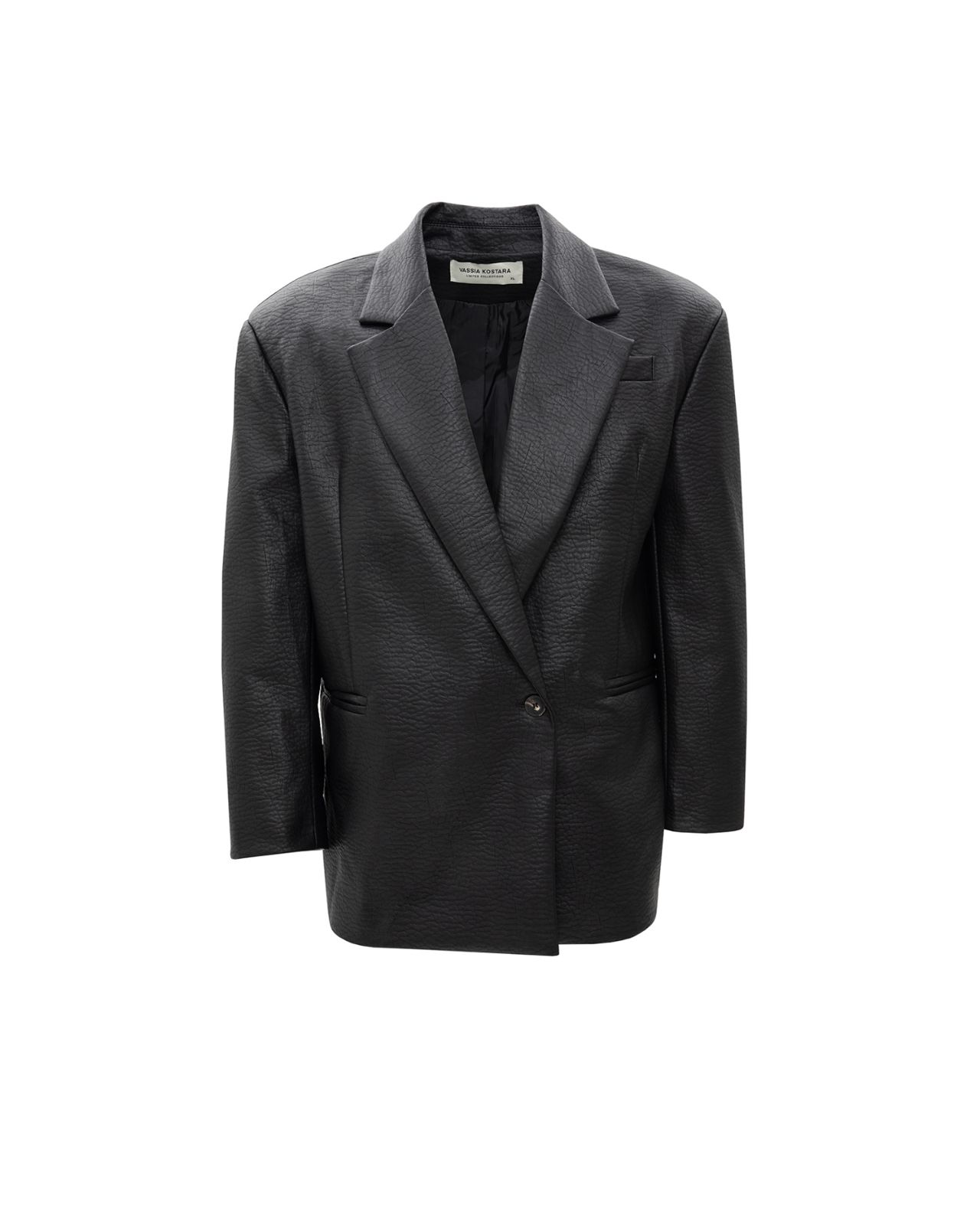 Show details for MEN'S BLACK FAUX LEATHER BLAZER Picture of MEN'S BLACK FAUX LEATHER BLAZER