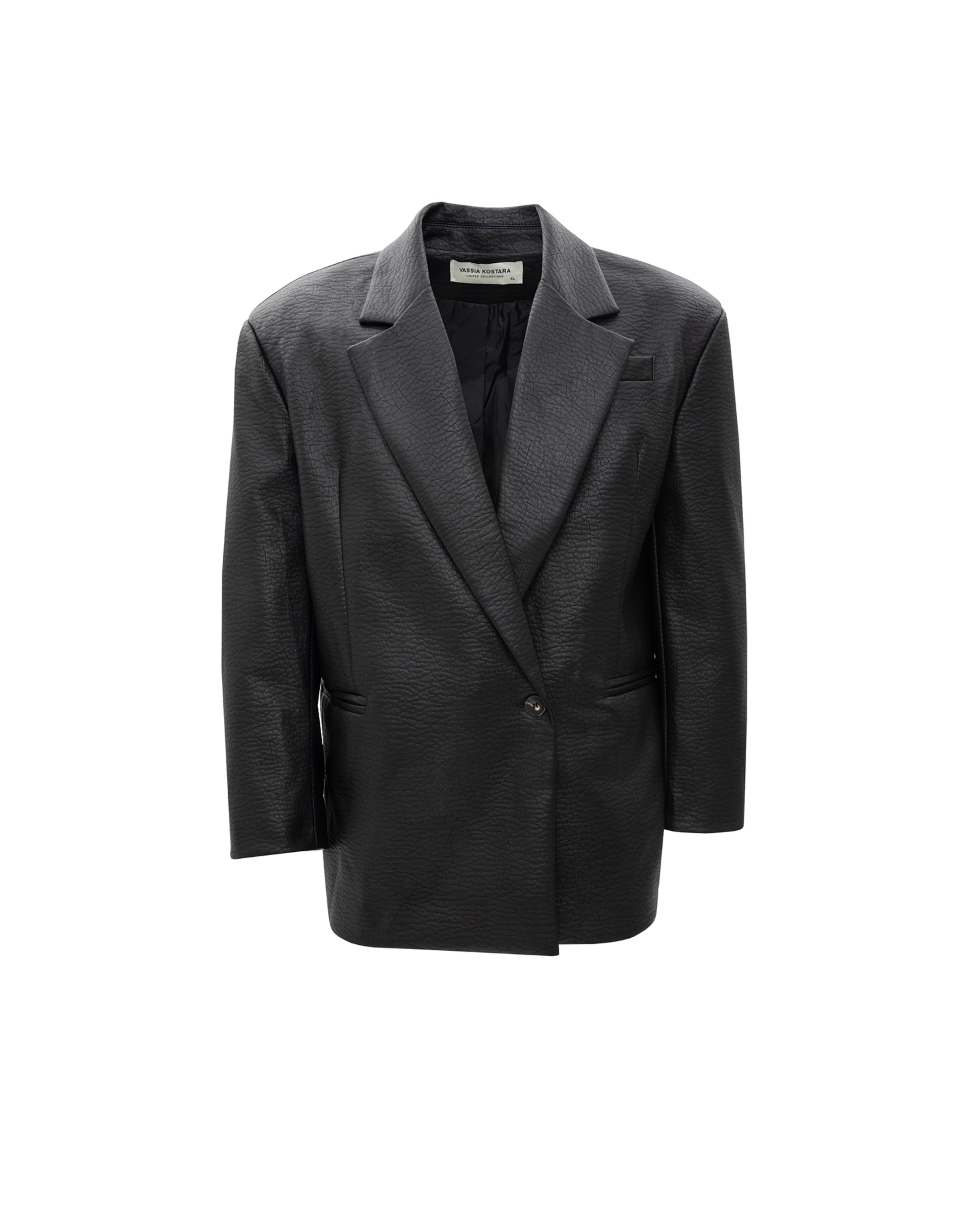 Picture of MEN'S BLACK FAUX LEATHER BLAZER