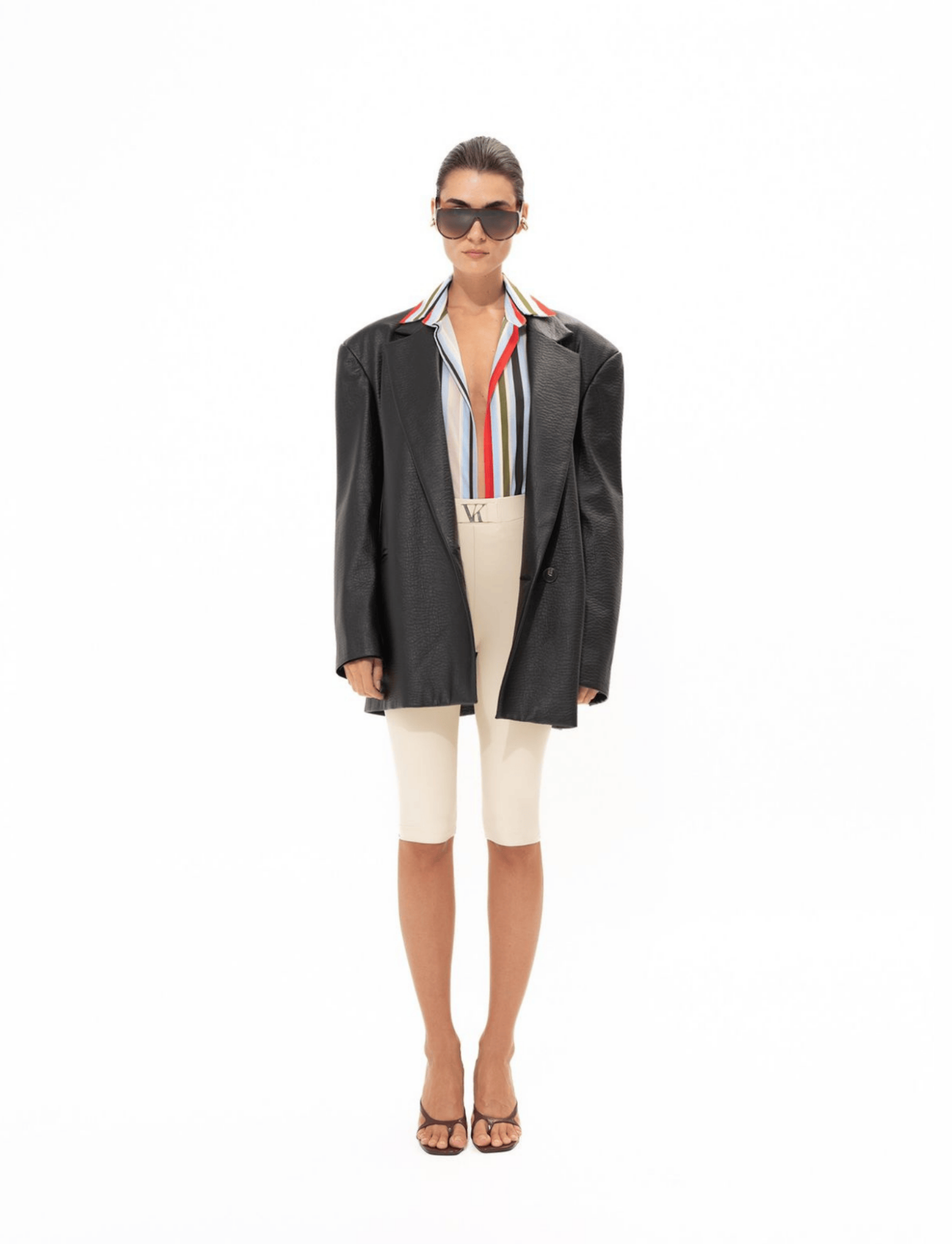 Picture of BLACK FAUX LEATHER BLAZER