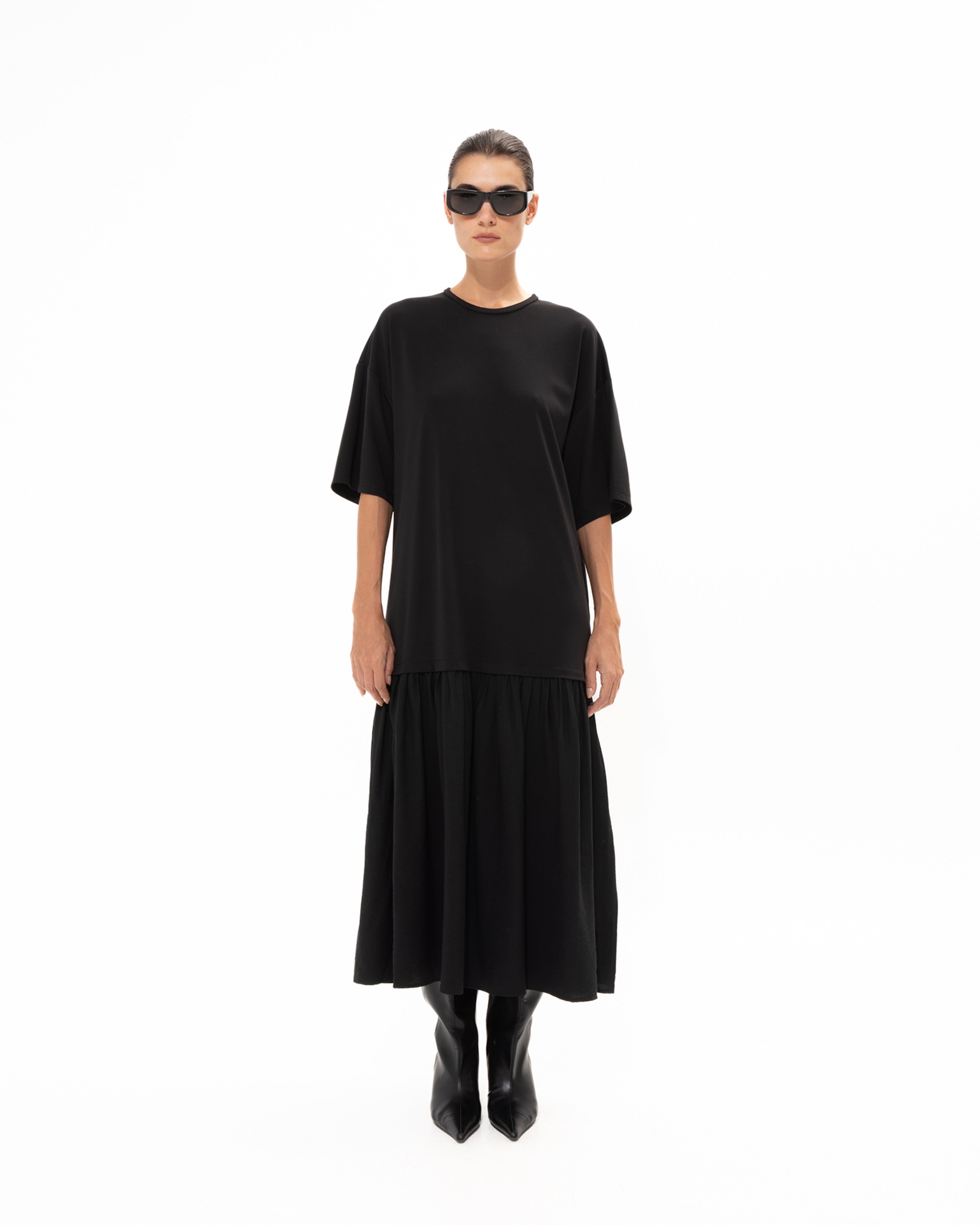 Picture of BLACK MIDI COTTON DRESS