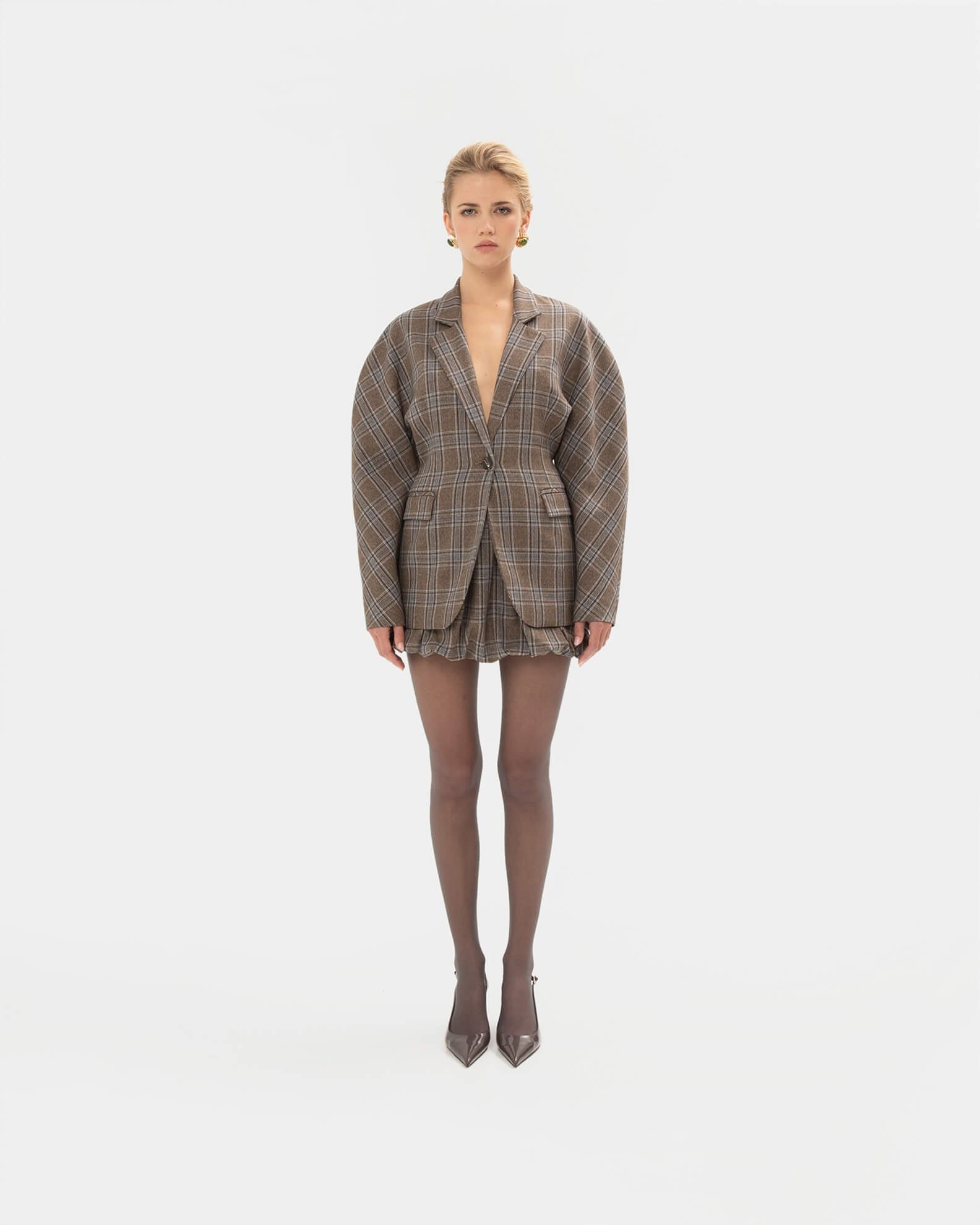 Picture of BROWN CHEQUERED BLAZER