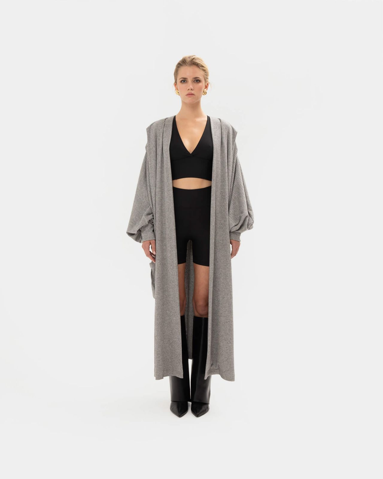 Picture of GREY KNIT LONG CARDIGAN