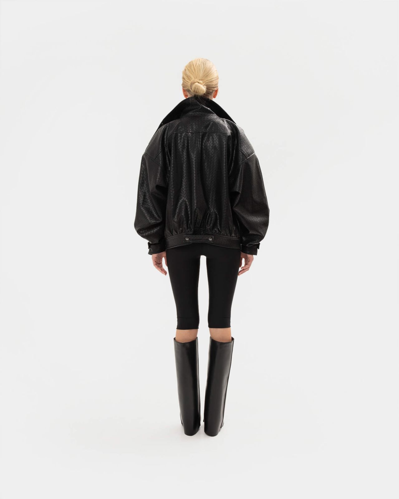 Picture of PANAMA WEAVE BLACK BOMBER JACKET