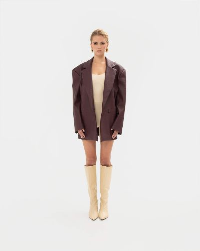 Picture of AMETHYST FAUX LEATHER BLAZER