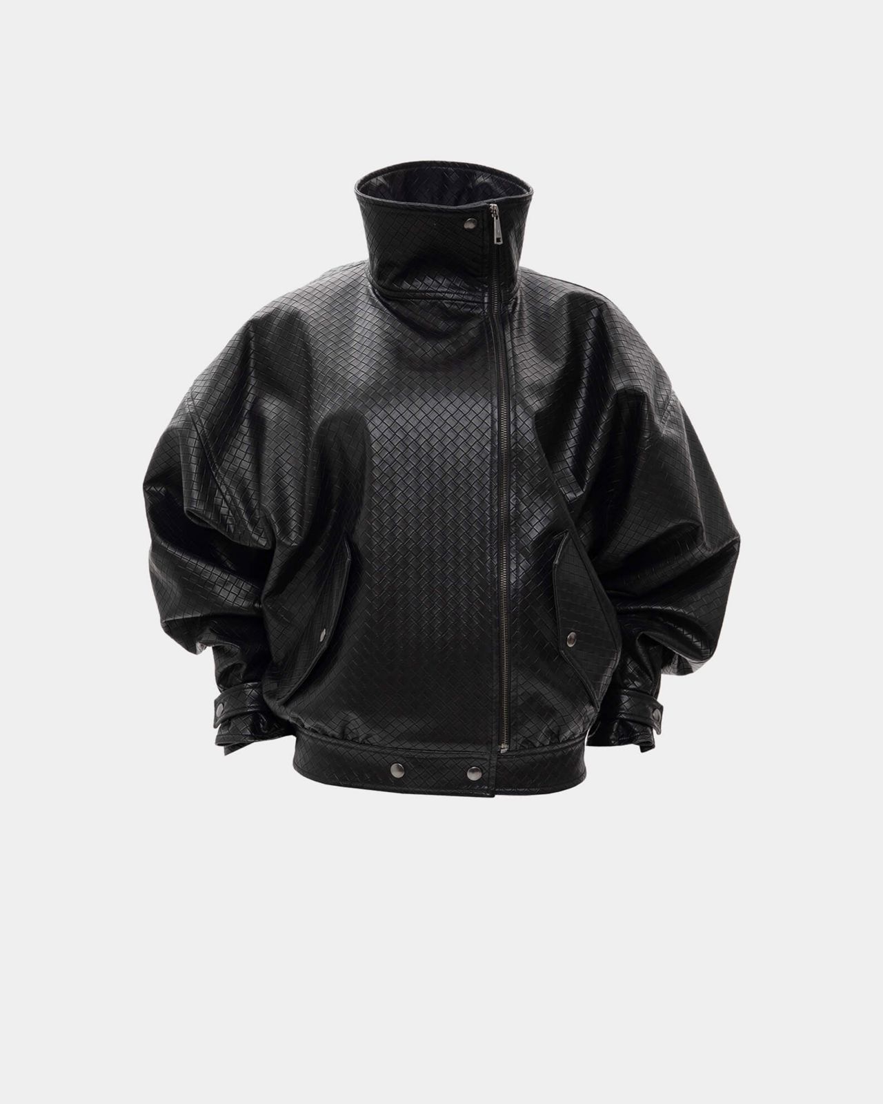 Picture of PANAMA WEAVE BLACK BOMBER JACKET