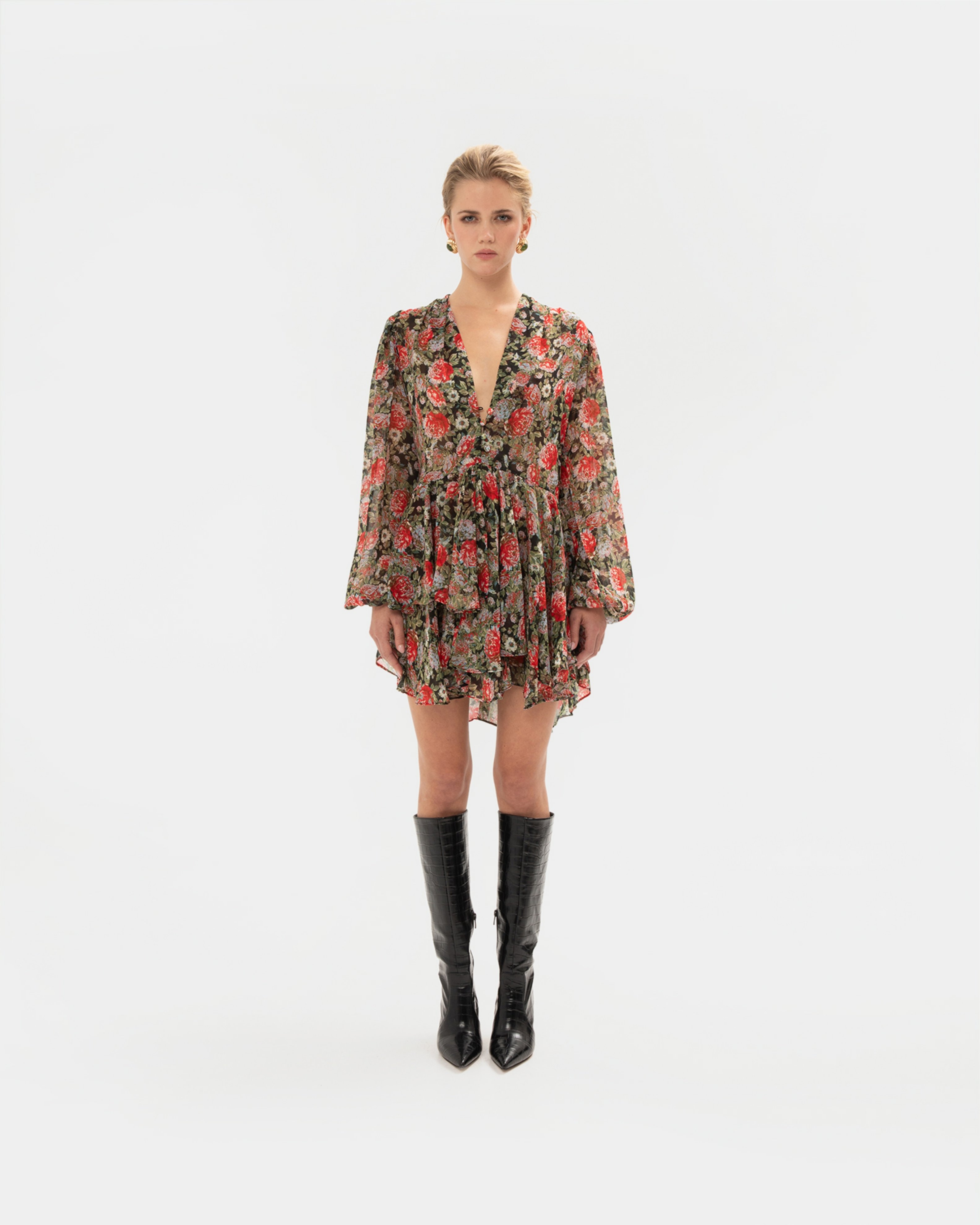 Picture of RED FLORAL MINI DRESS