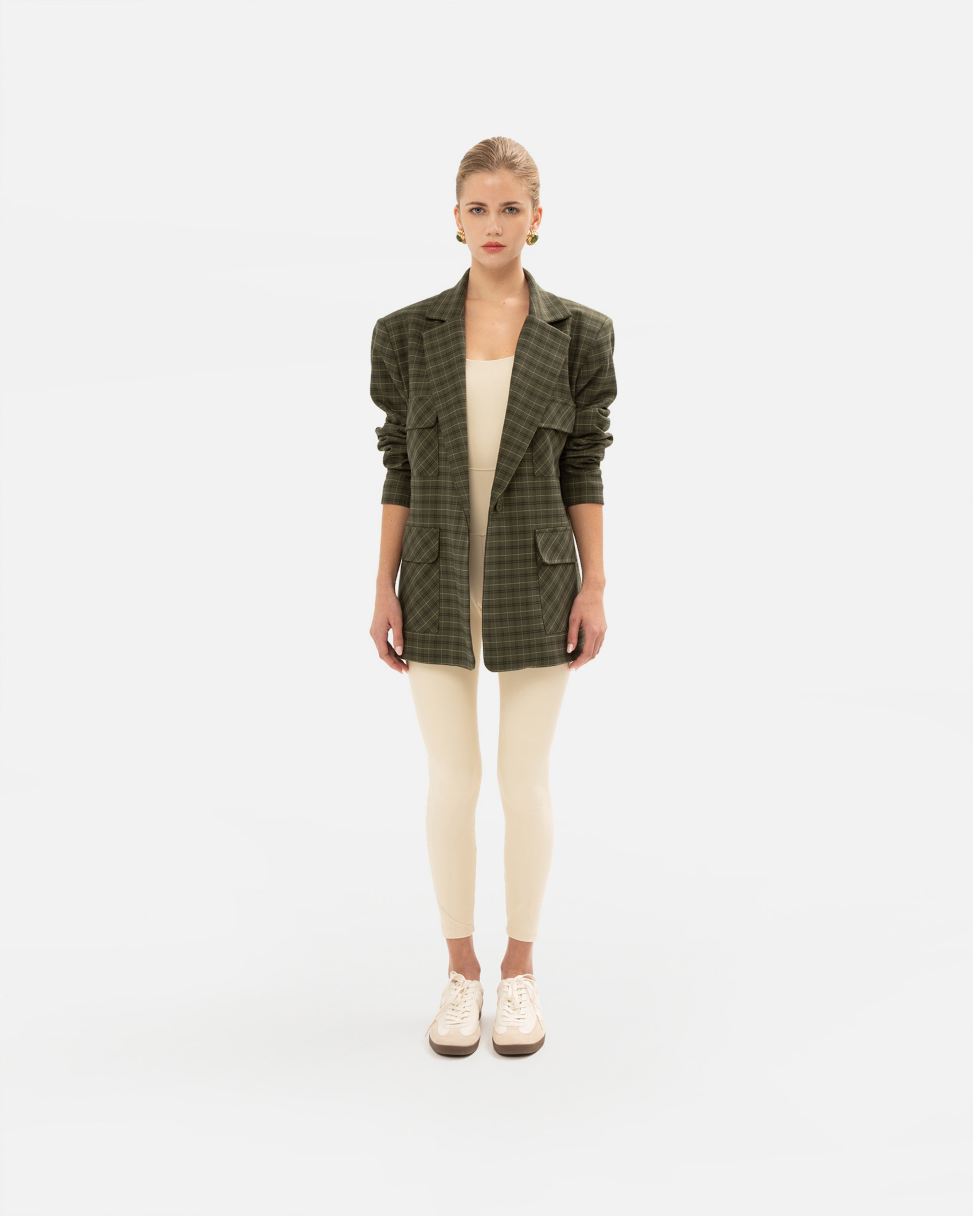 Picture of OLIVE CHEQUERED BLAZER
