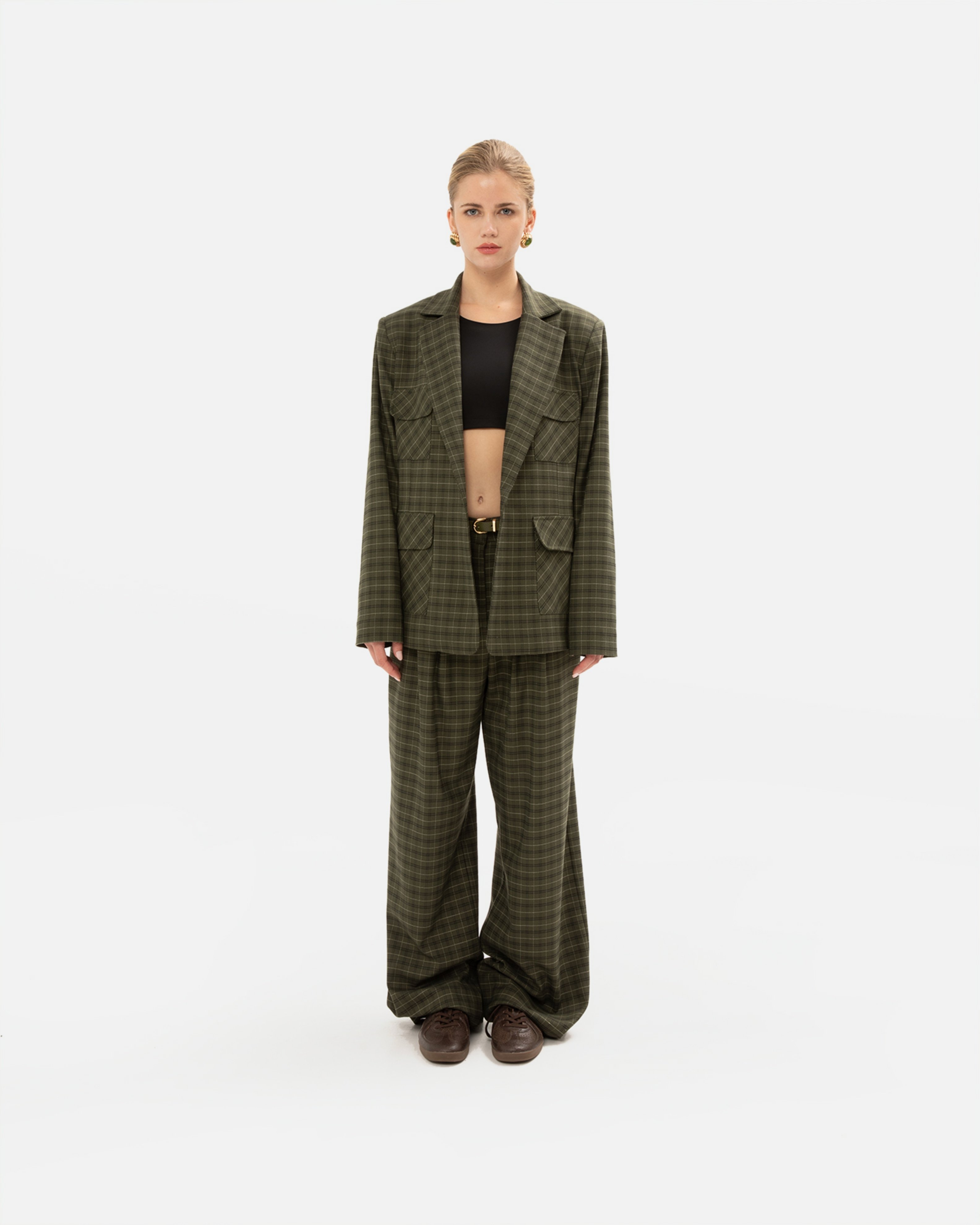 Picture of OLIVE CHEQUERED BLAZER
