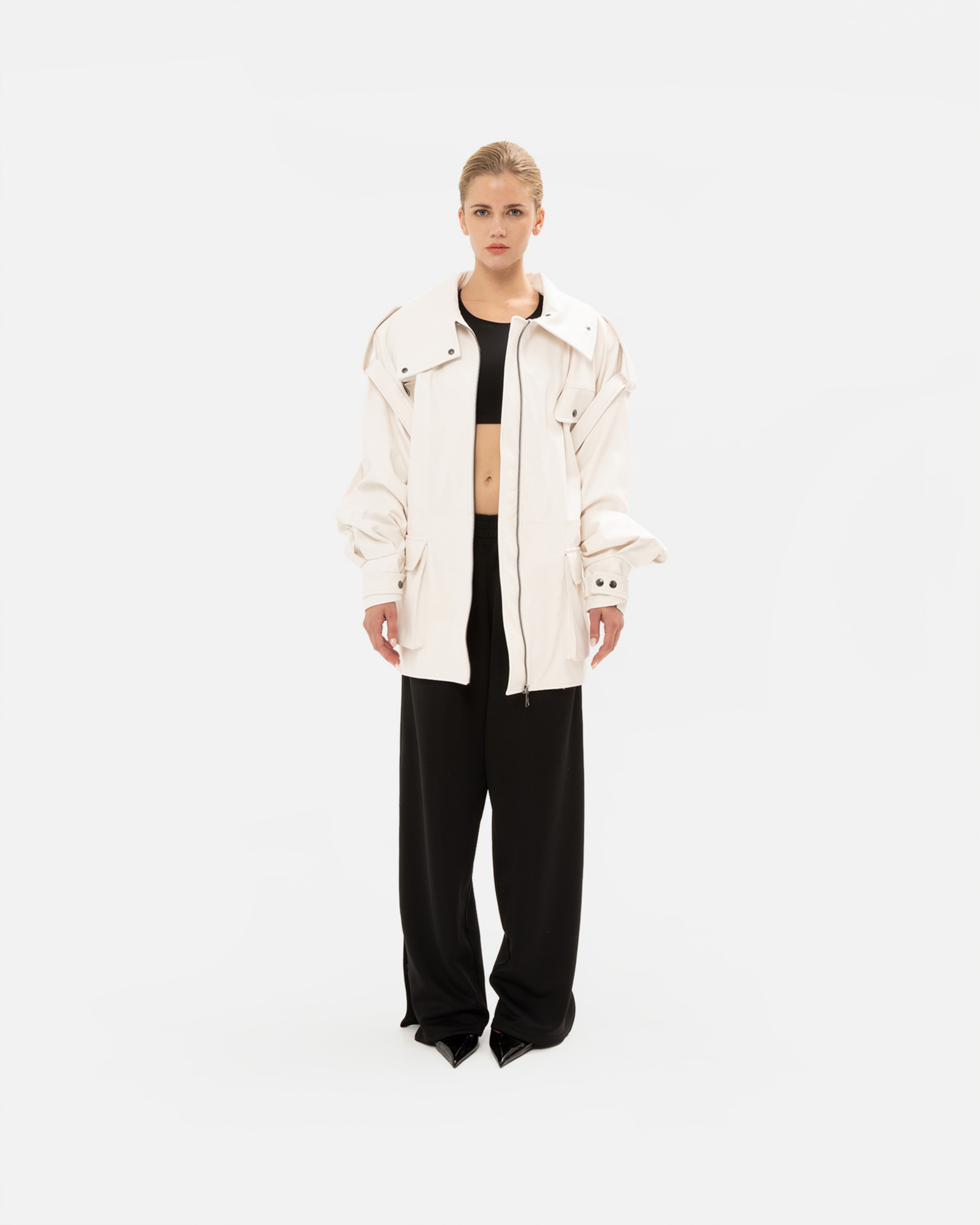 Picture of WHITE FAUX LEATHER JACKET