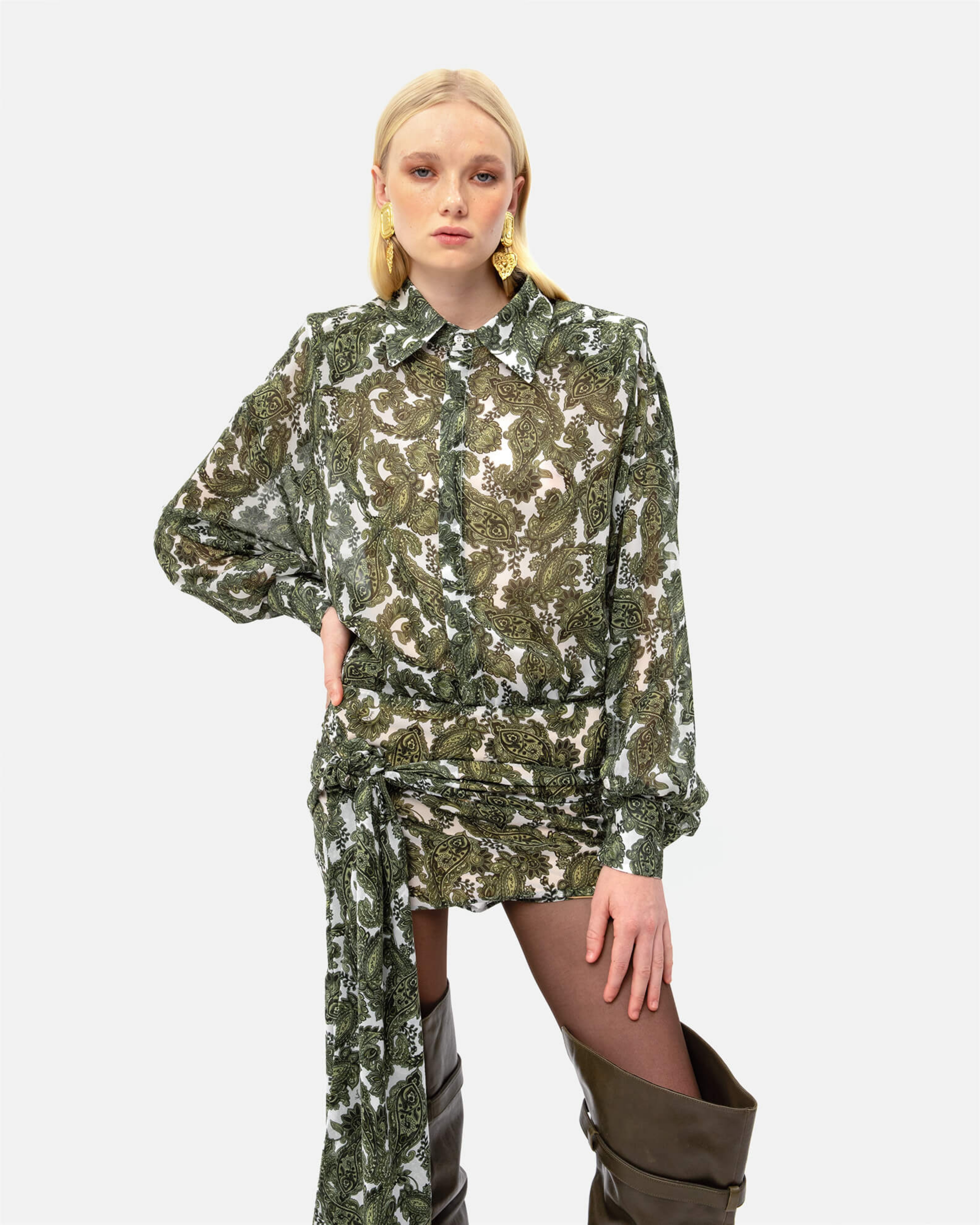 Picture of GREEN PAISLEY WRAP SKIRT