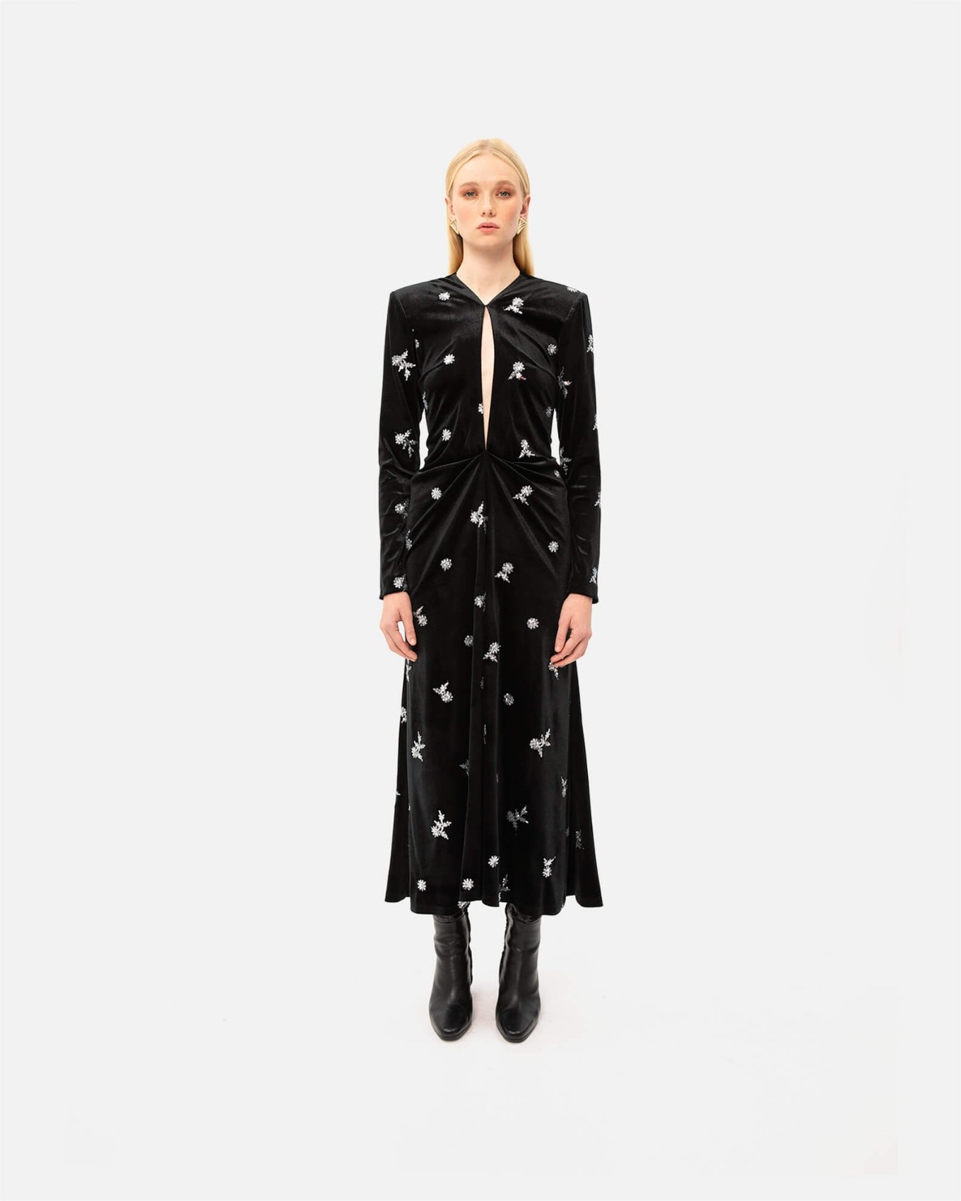 Picture of BLACK VELVET MIDI DRESS