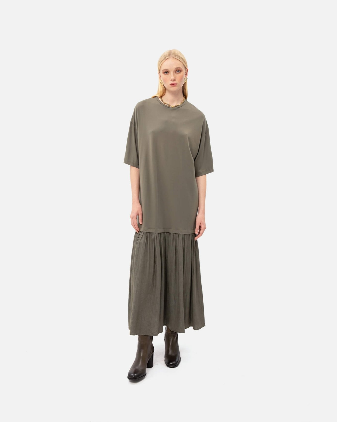 Picture of OLIVE MIDI COTTON DRESS