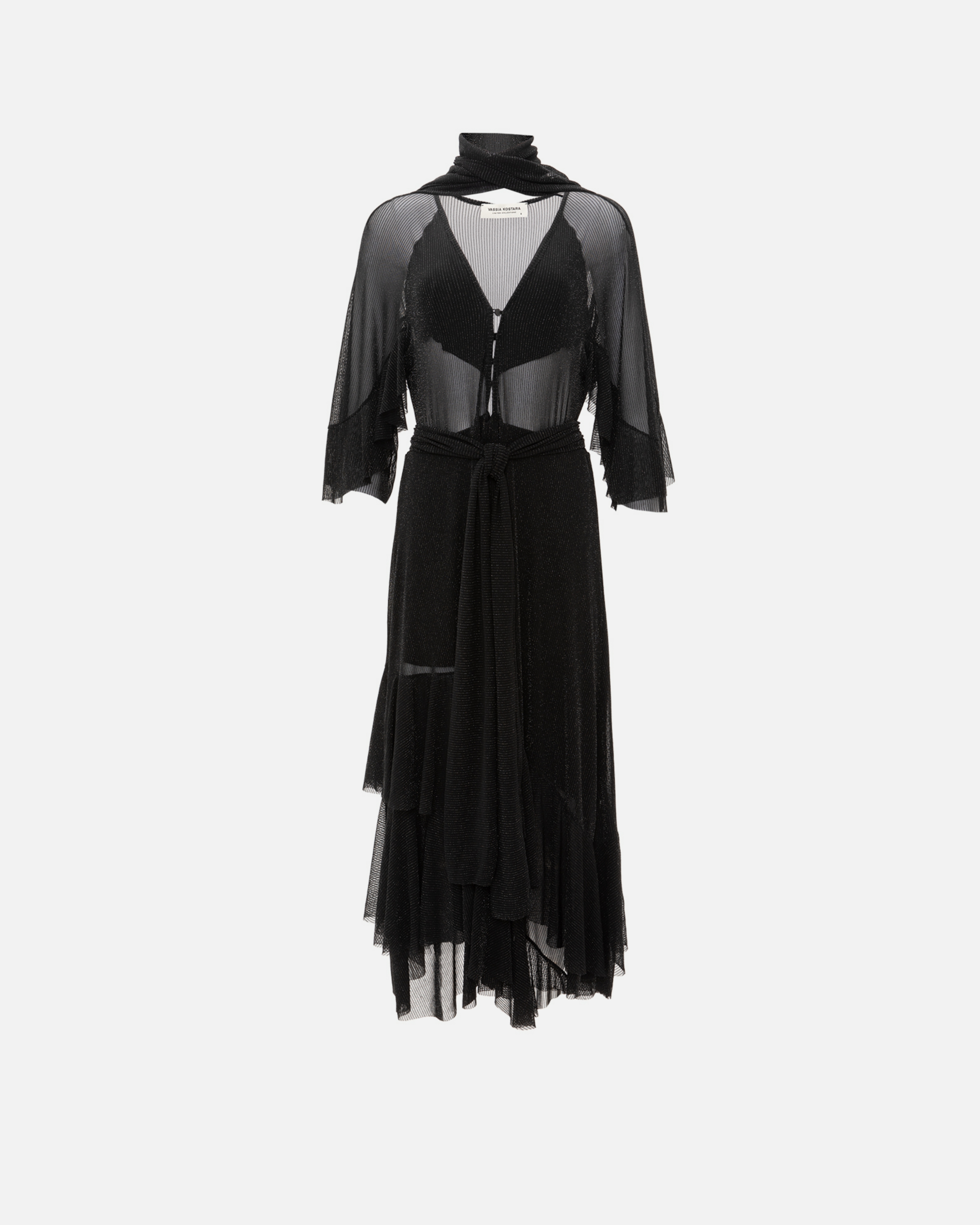 Picture of BLACK SHIMMER RUFFLED DRESS