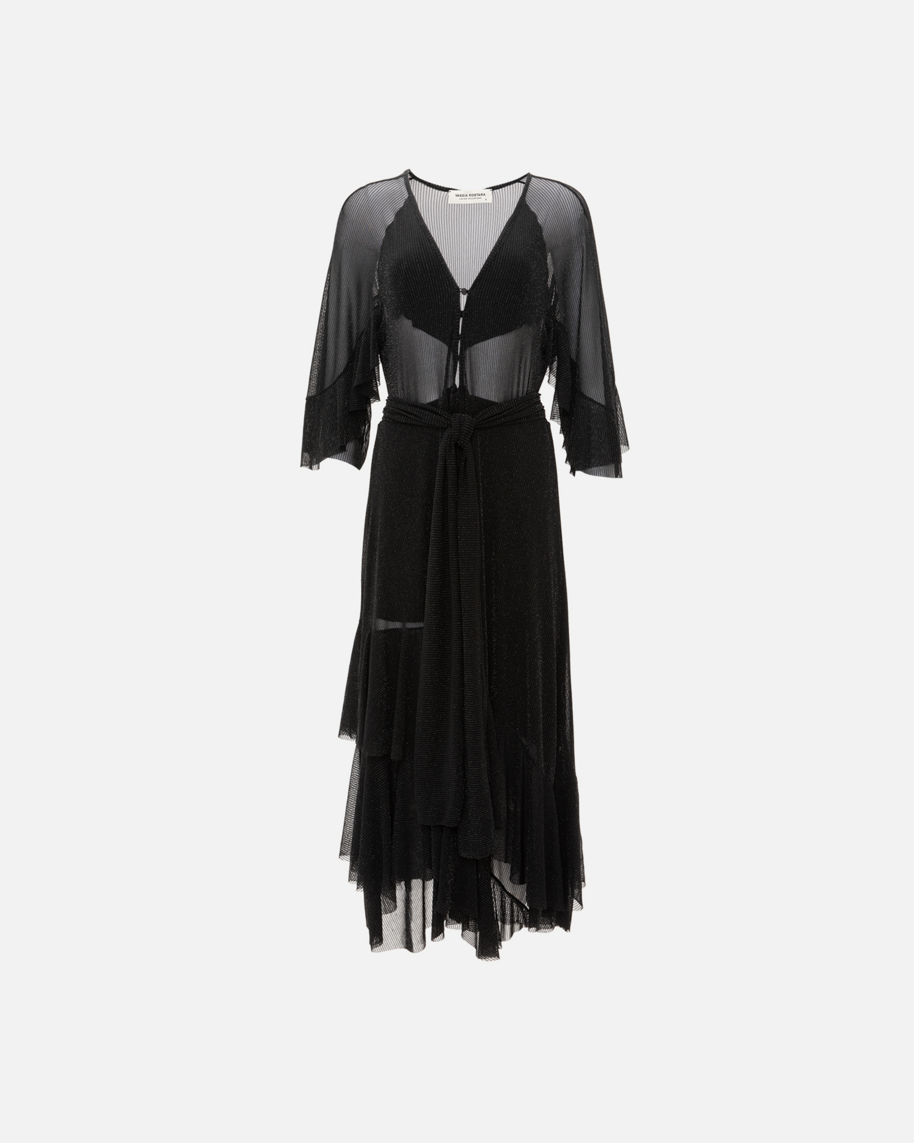 Picture of BLACK SHIMMER RUFFLED DRESS