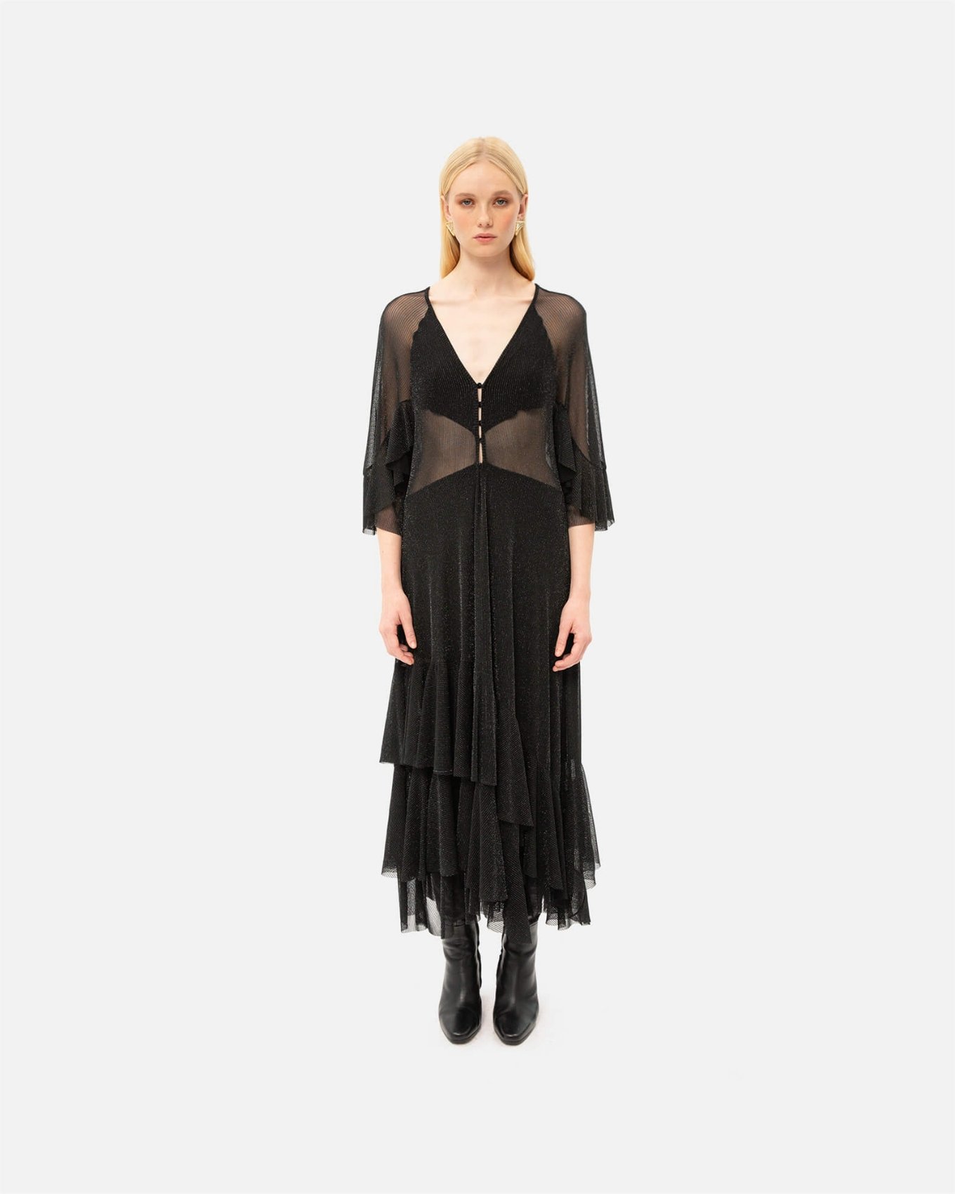 Picture of BLACK SHIMMER RUFFLED DRESS
