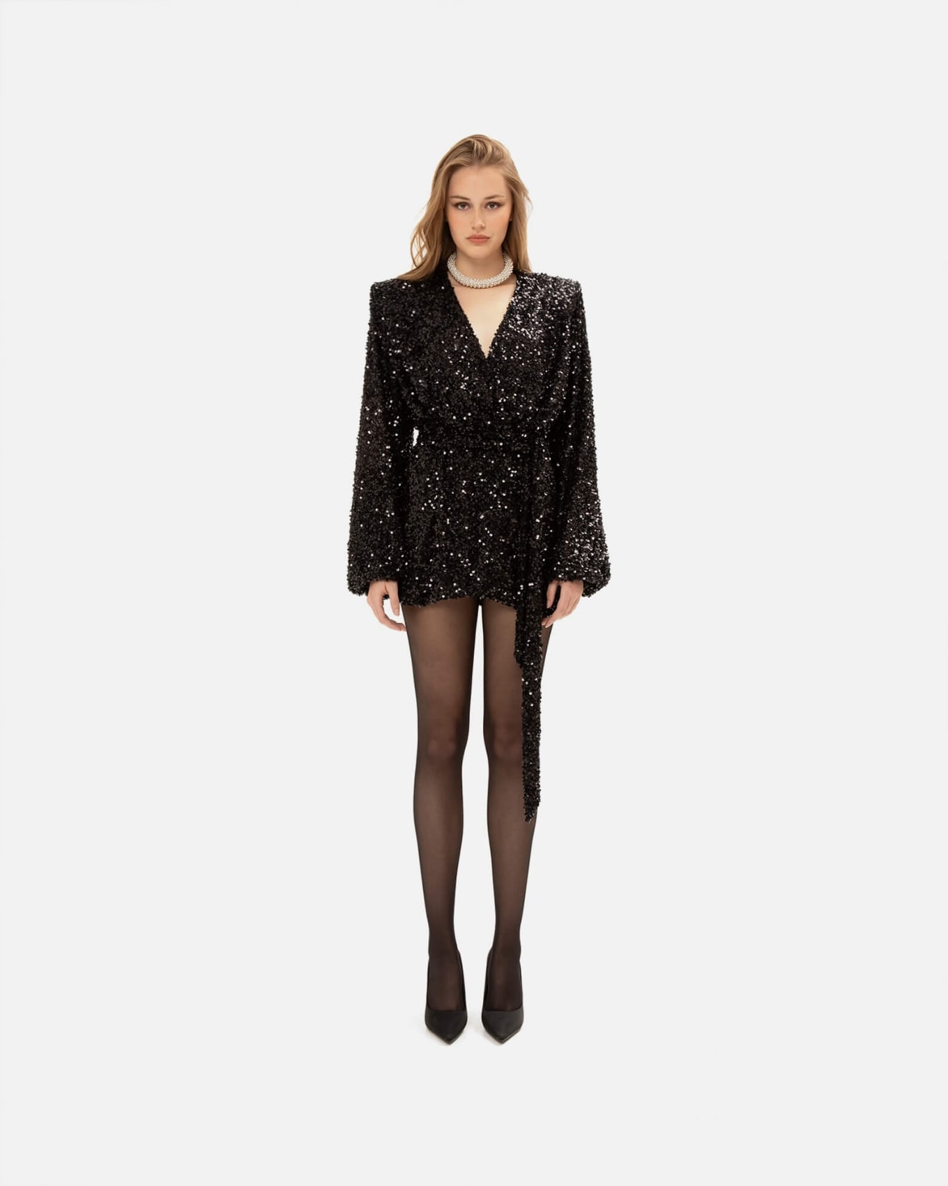 Picture of BLACK SEQUINED MINI DRESS